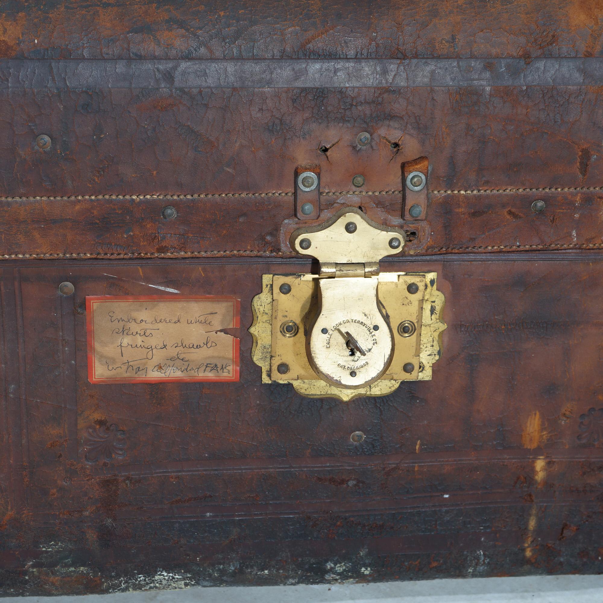 vintage leather steamer trunk