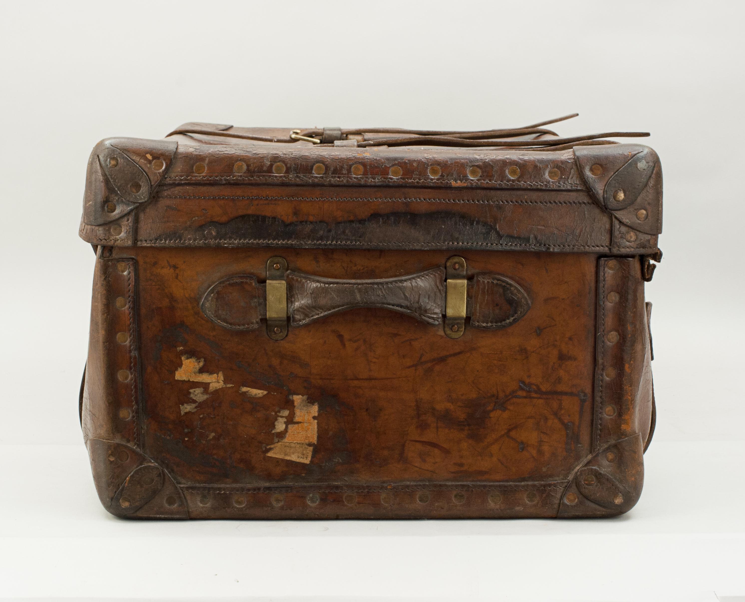 Victorian Antique Leather Trunk by Finnigans, Bond Street, London Luggage