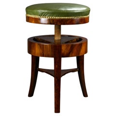 Antique Leather Upholstered  Mahogany Adjustable Piano Stool, 19th Century