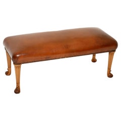 Antique Leather & Walnut Stool by Hille