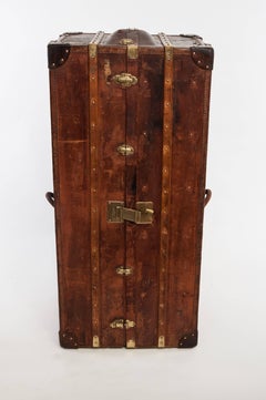 Antique Leather Wardrobe Steamer Trunk