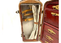 Antique Leather Wardrobe Travel Trunk Salesman Sample