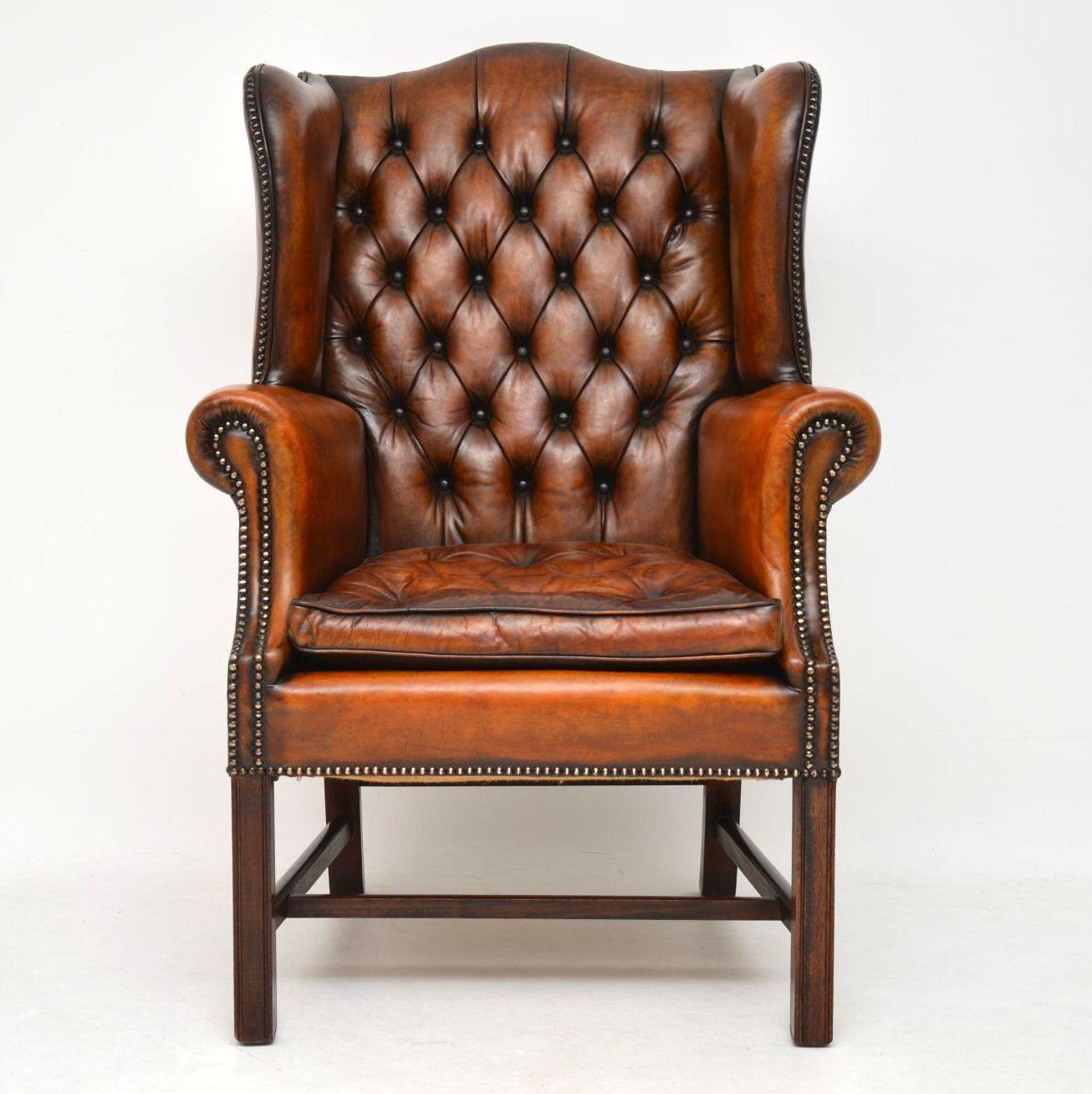 antique leather wingback chair