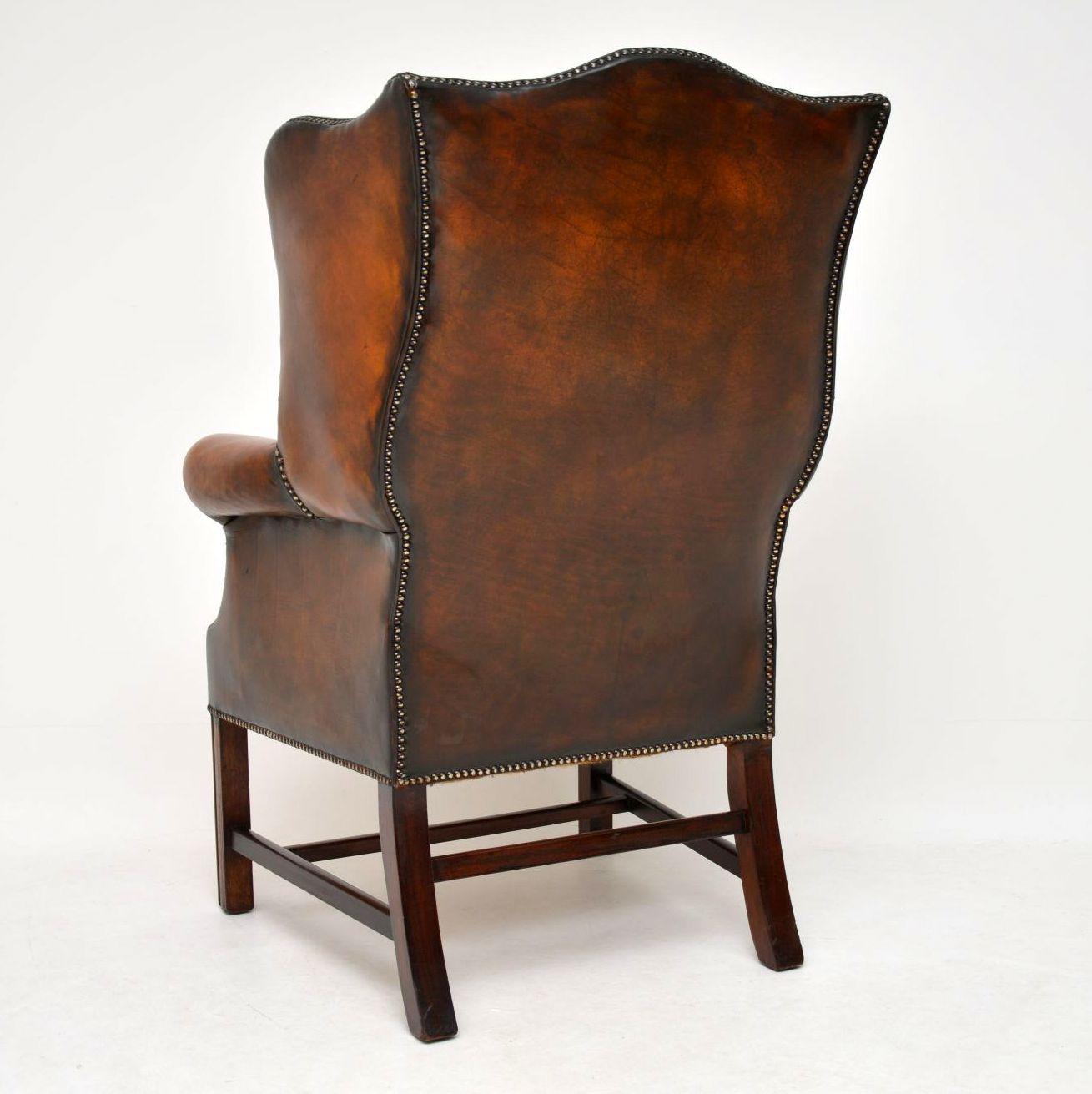 Antique Leather Wingback Armchair 2
