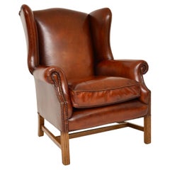 Antique Leather Wing Back Armchair