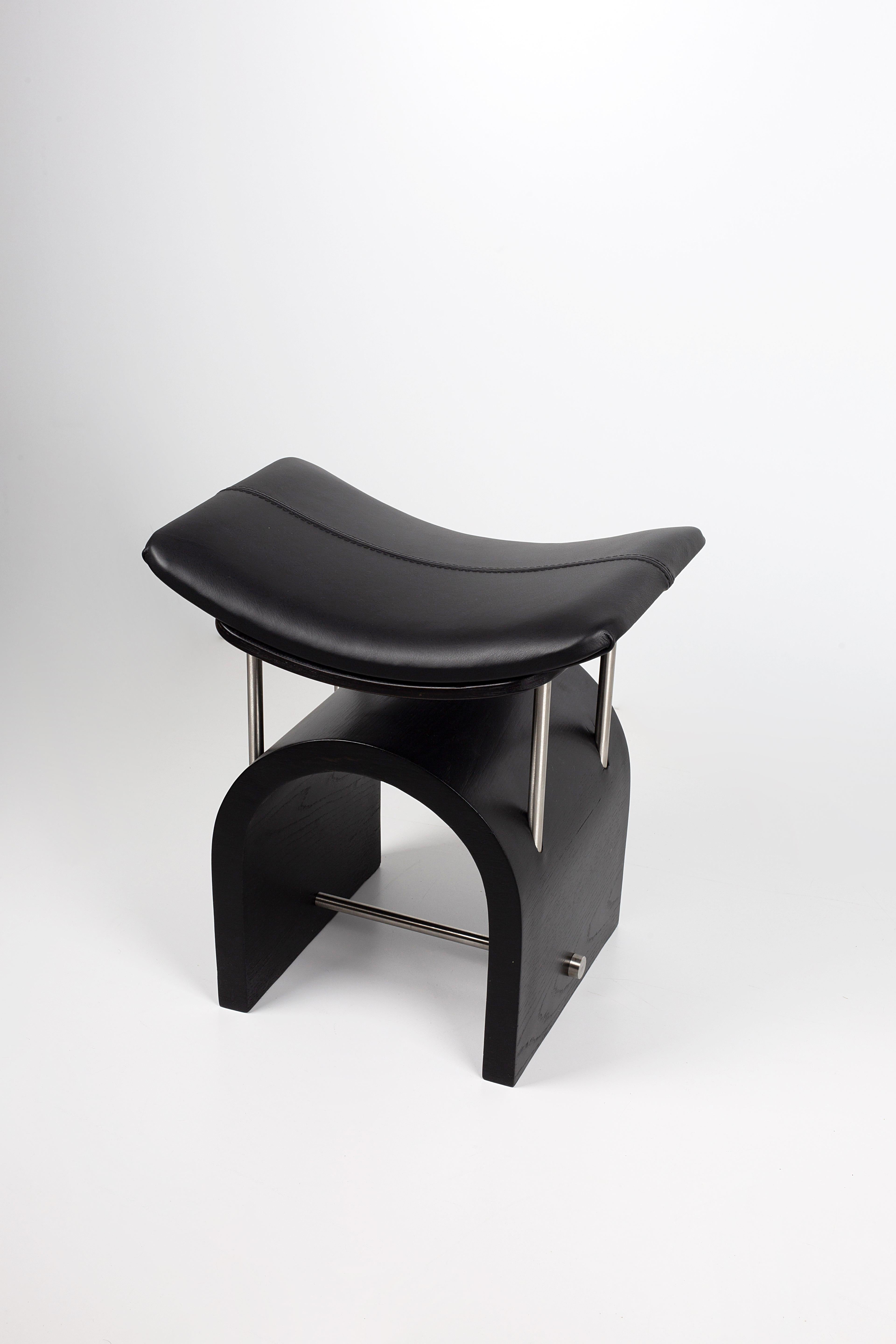 Antique Leather Wing Stool by Studio Laf 7