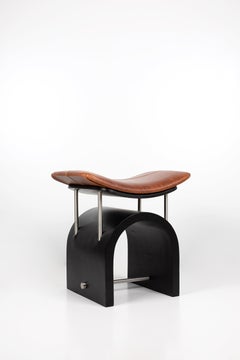 Antique Leather Wing Stool by Studio Laf