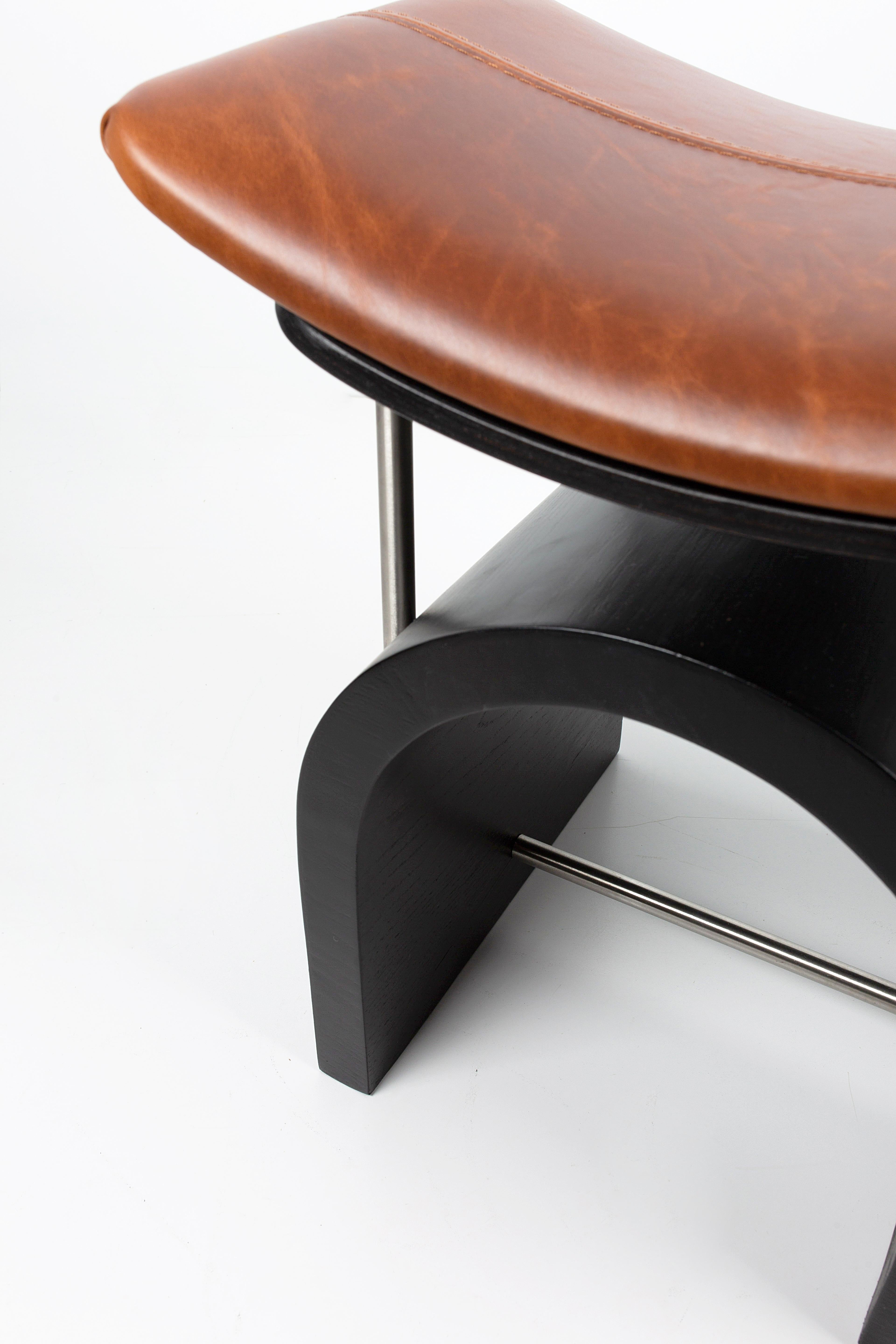 Antique Leather Wing Stool by Studio Laf 1