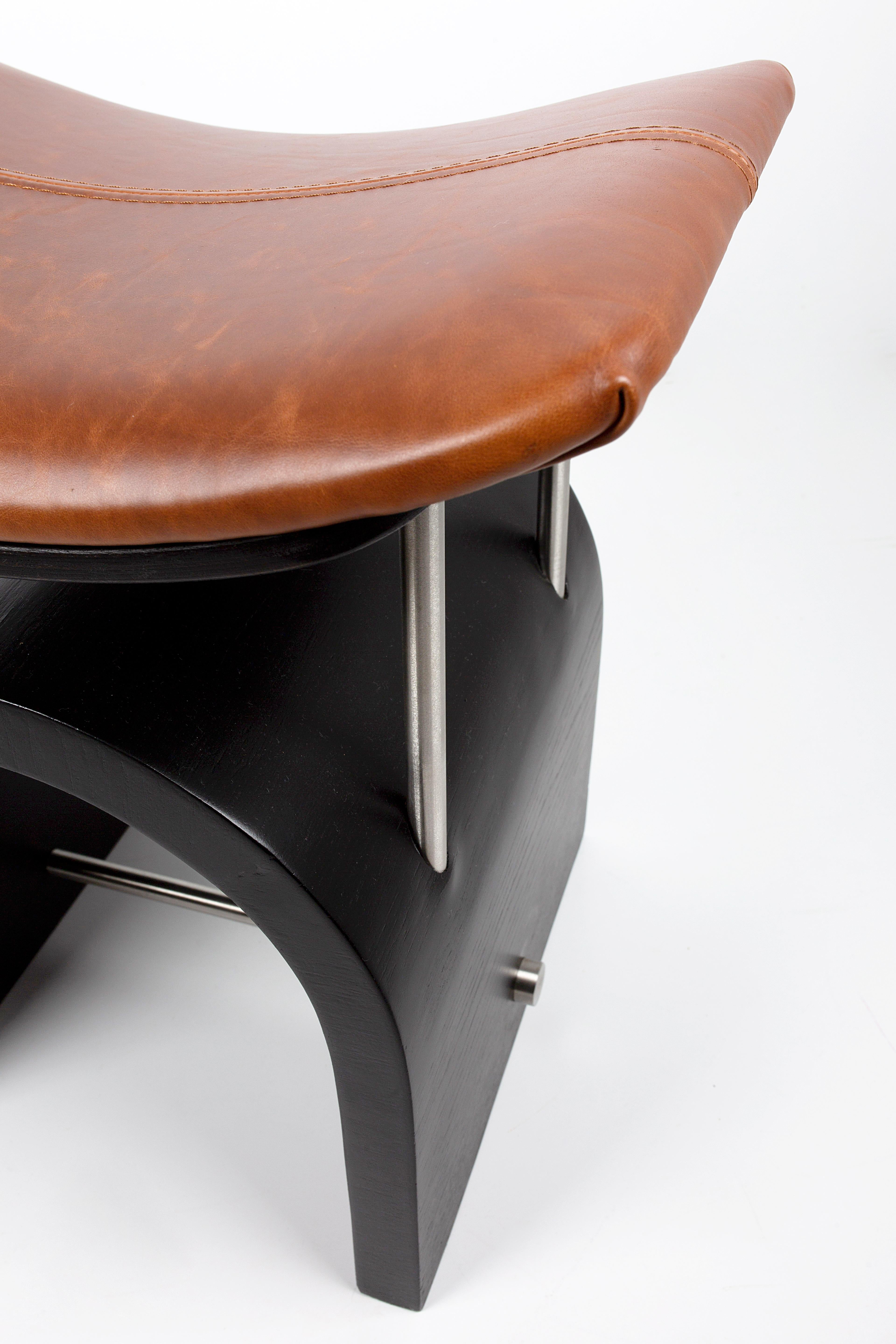 Antique Leather Wing Stool by Studio Laf 2