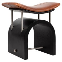 Antique Leather Wing Stool by Studio Laf