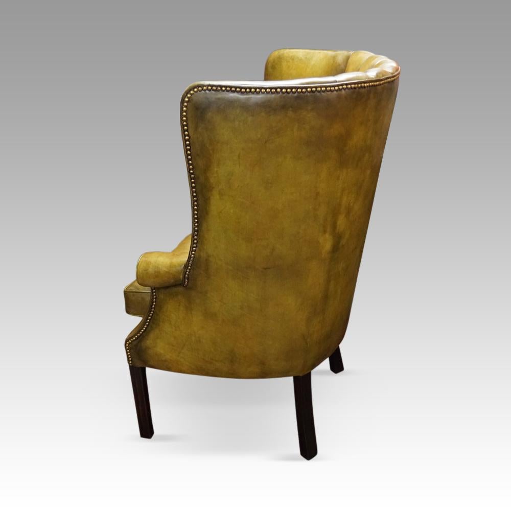 Antique leather wingback chair For Sale 3