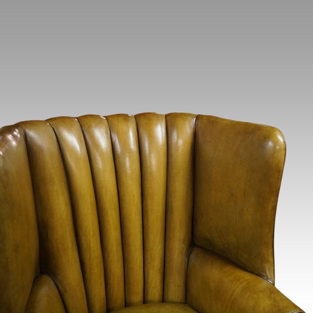 Georgian Antique leather wingback chair For Sale