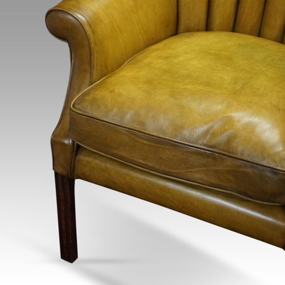 English Antique leather wingback chair For Sale
