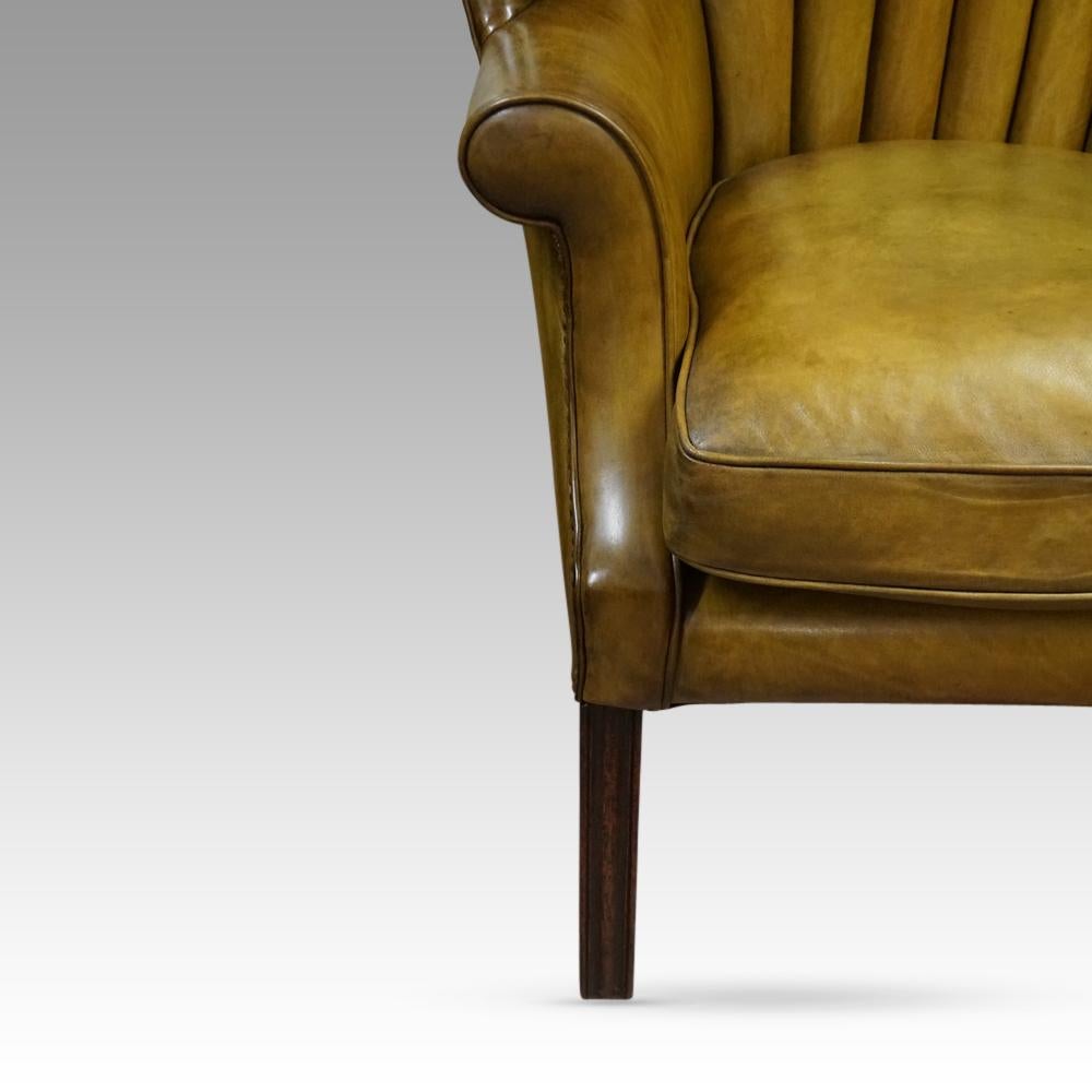 19th Century Antique leather wingback chair For Sale