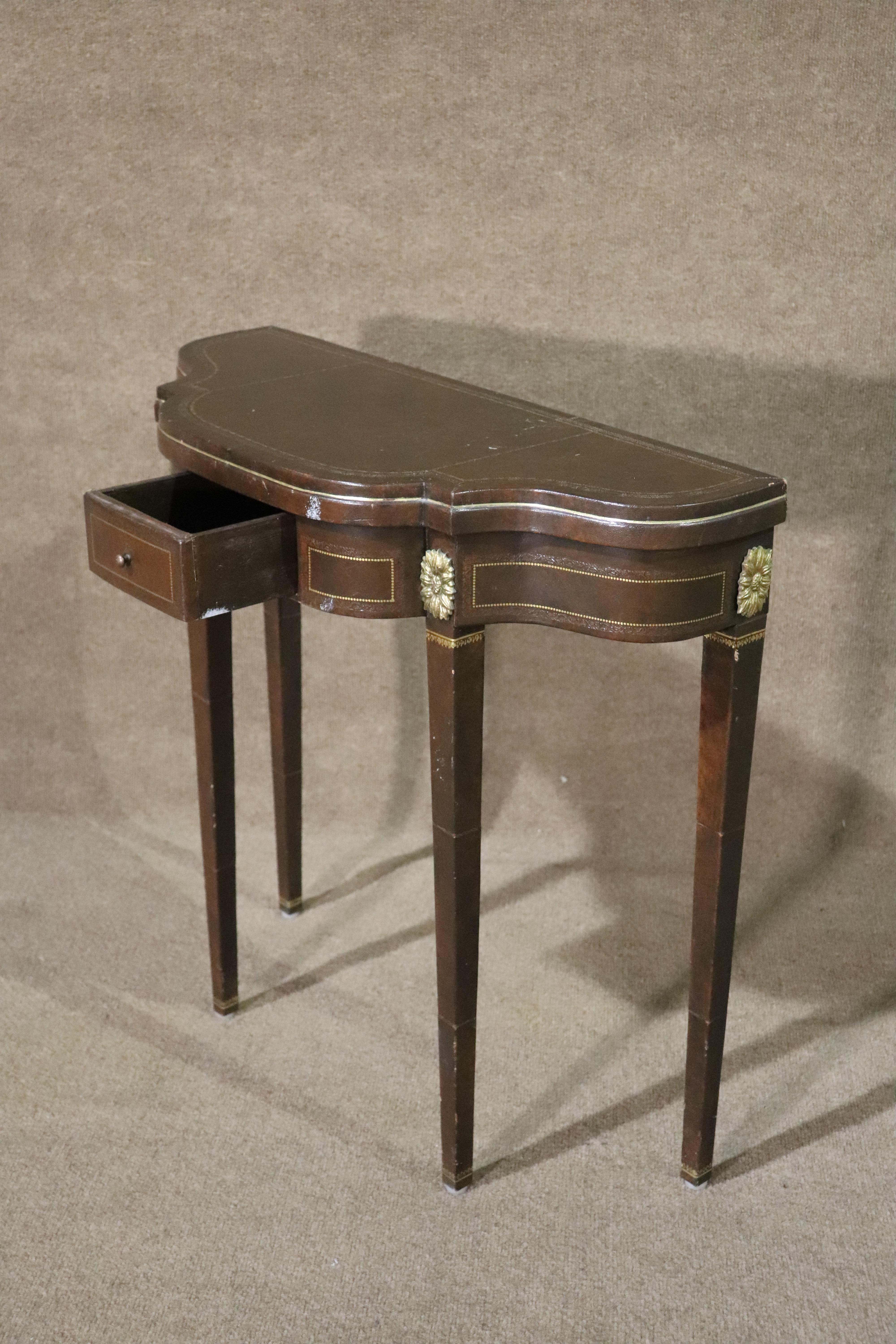 leather wrapped console table