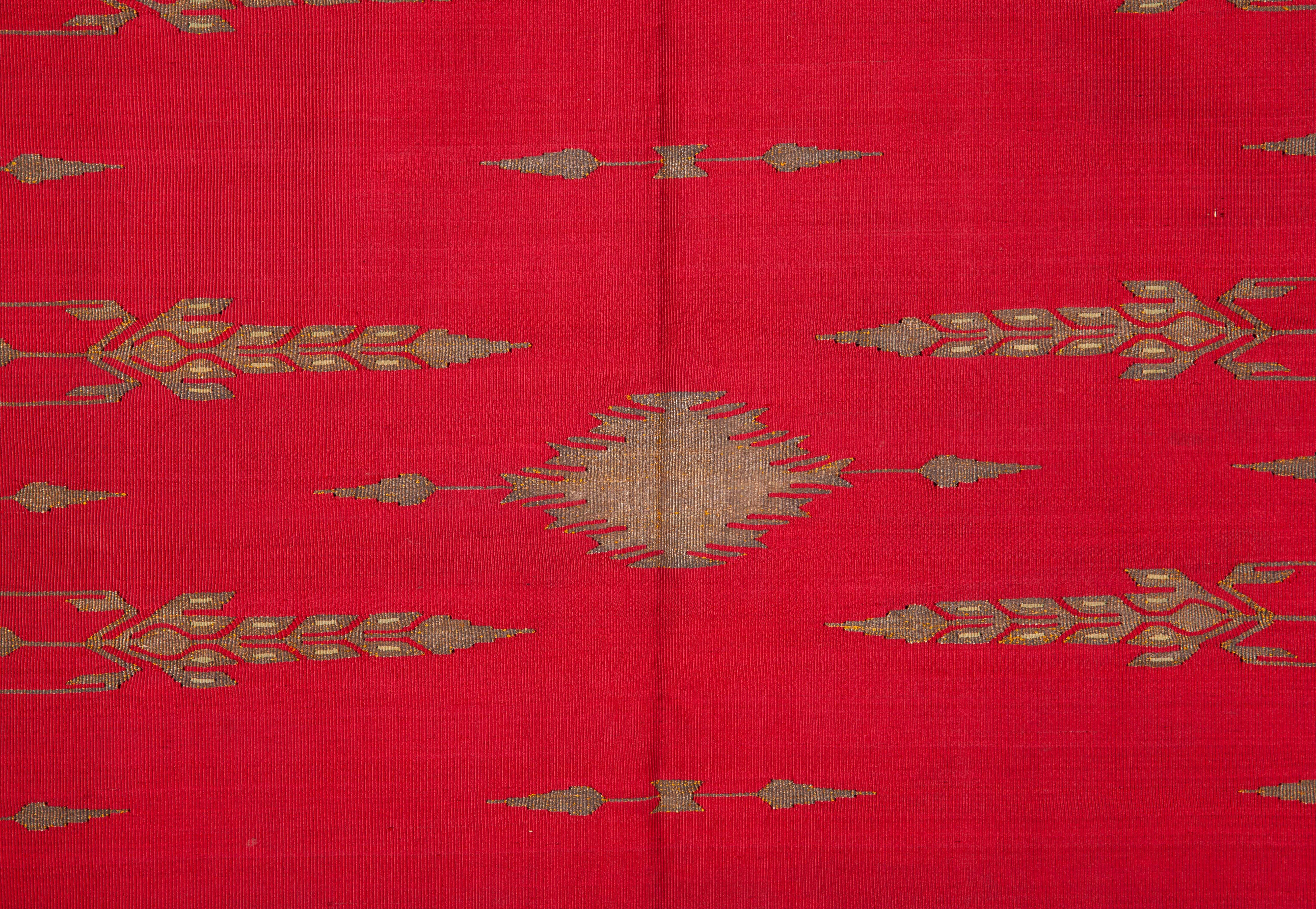 Kilim Antique Lebanese Silk and Metallic Thread Tapestry, Late 19th Century