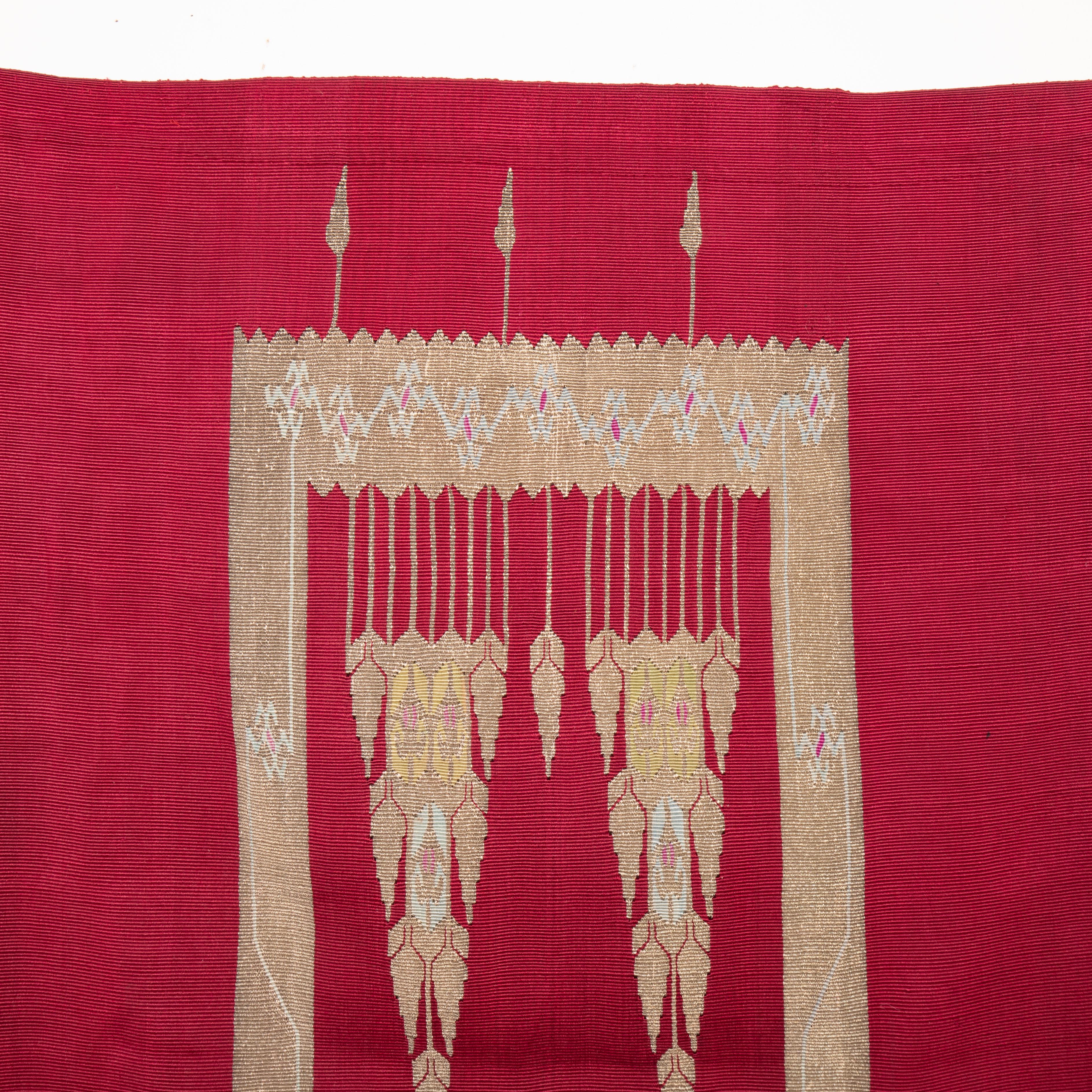 Kilim Antique Lebanese Silk and Silver Thread Panel, Late 19th / Early 20th Century