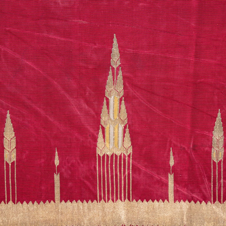 Antique Lebanese Silk and Silver thread Panel, late 19th / early 20th C ...