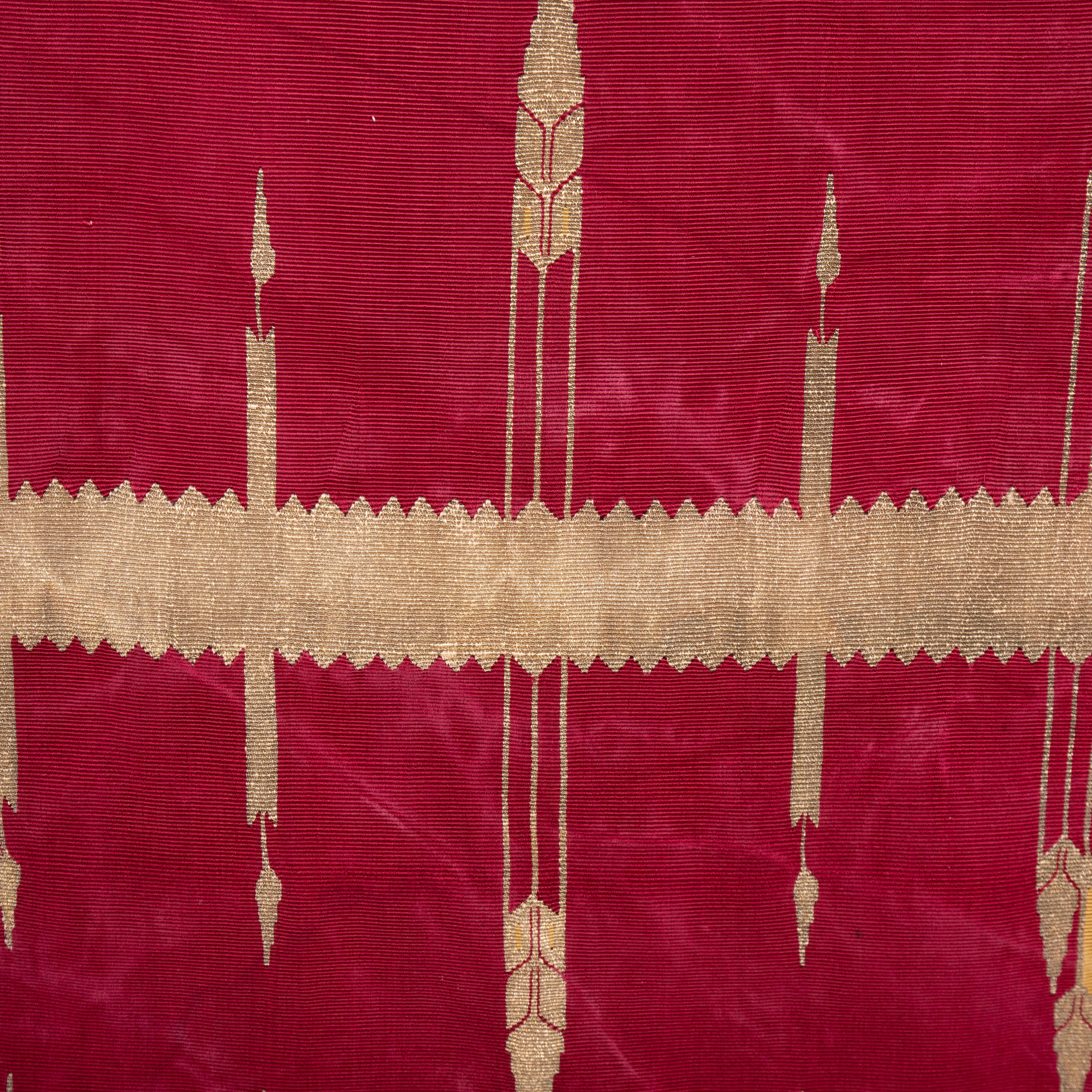 19th Century Antique Lebanese Silk and Silver Thread Panel, Late 19th / Early 20th C For Sale