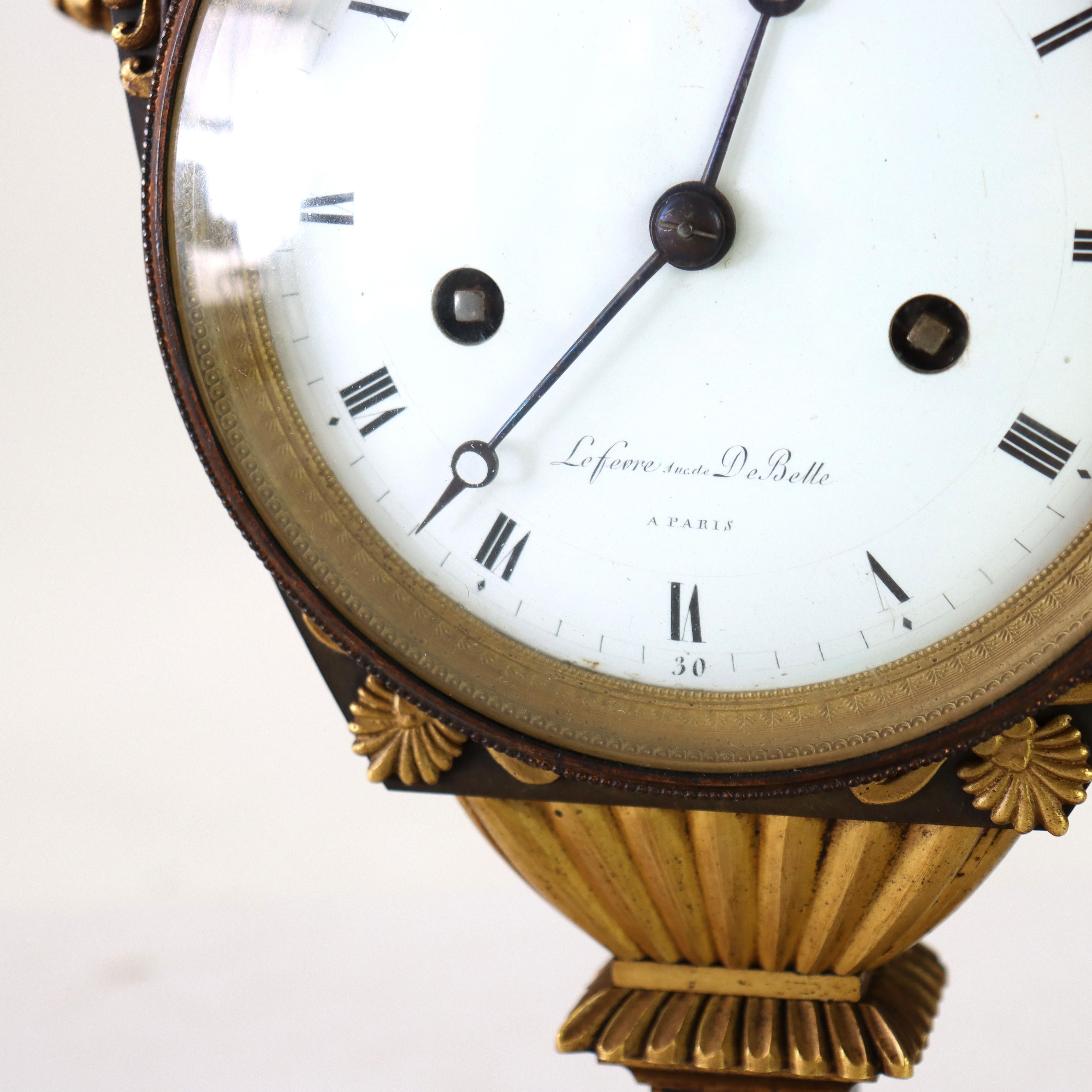 Antique Lefèvre DeBelle French Empire Ebonized & vergoldete Bronze Mantle Clock c1820 im Angebot 1