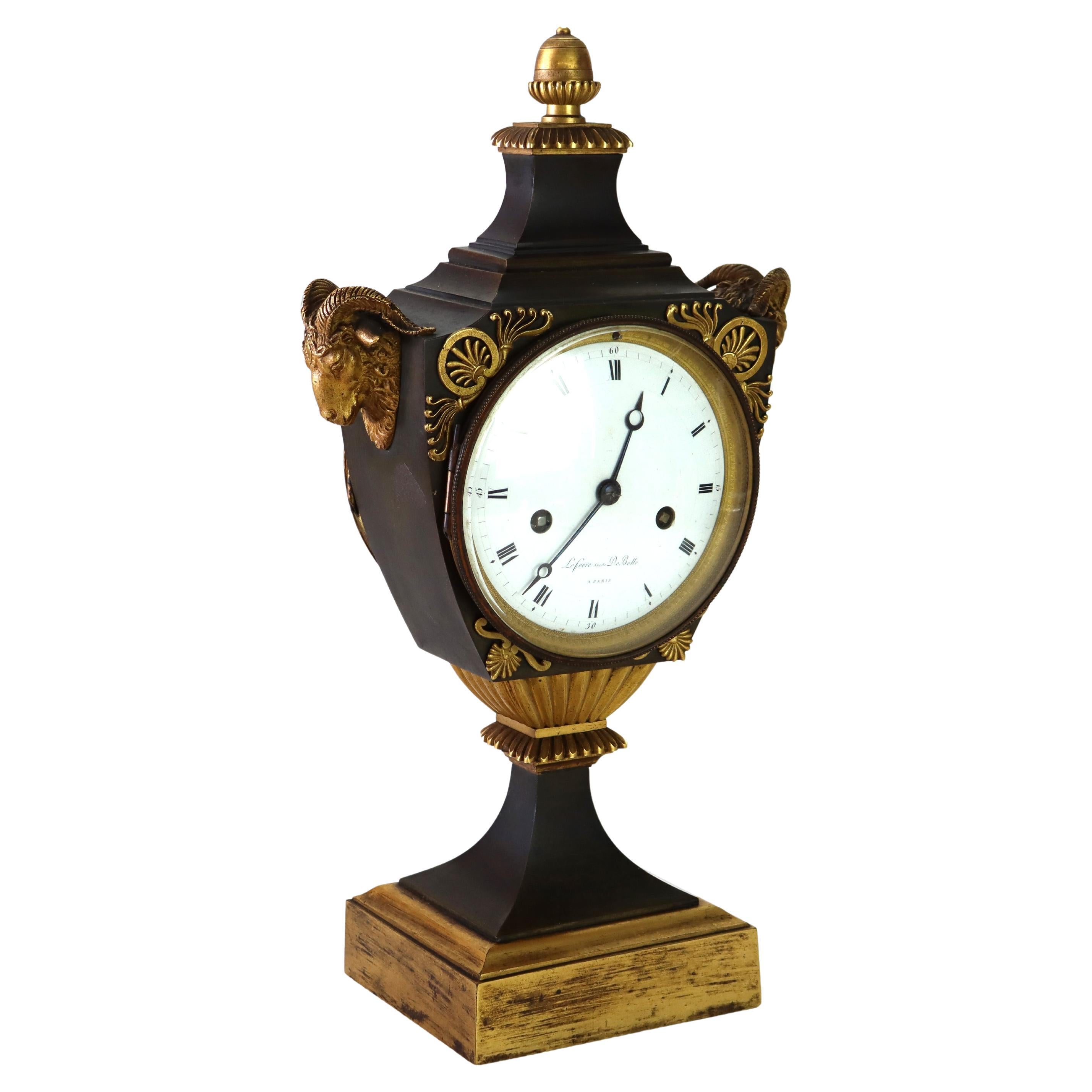 Antique Lefèvre DeBelle French Empire Ebonized
Gilt Bronze Mantle Clock c1820