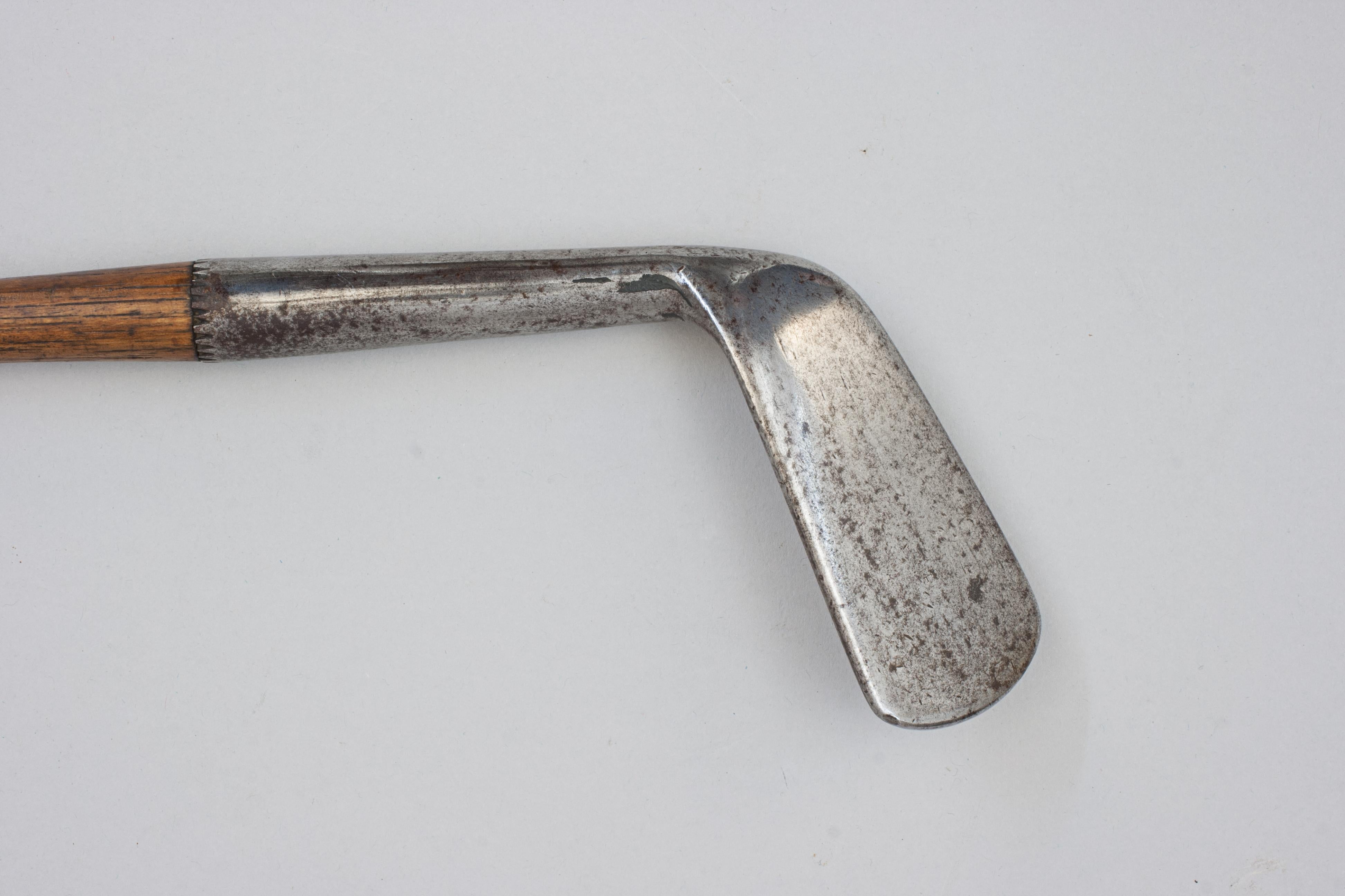 Late 19th Century Antique Left Handed Golf Club, Smooth Face Iron For Sale