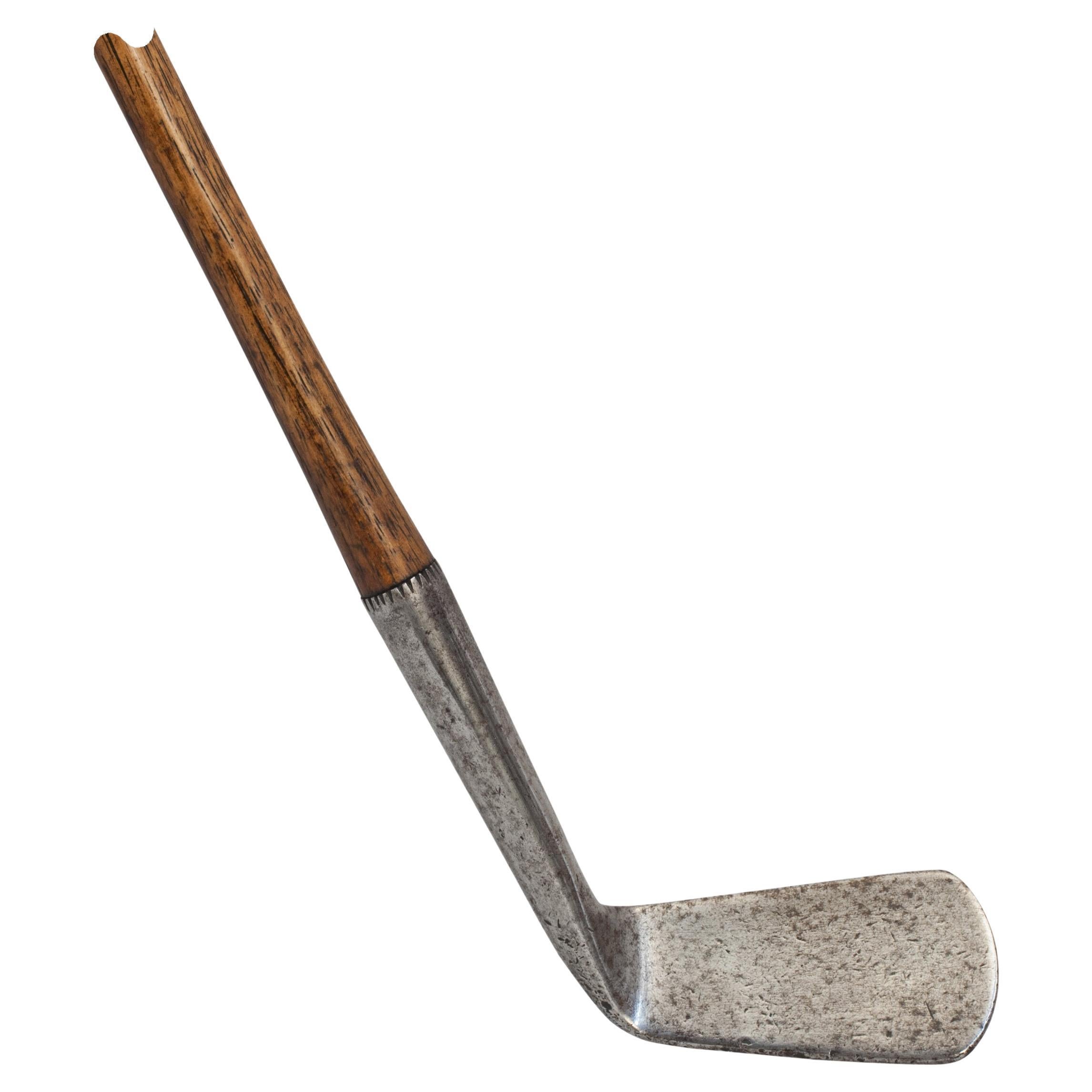 Antique Left Handed Golf Club, Smooth Face Iron For Sale