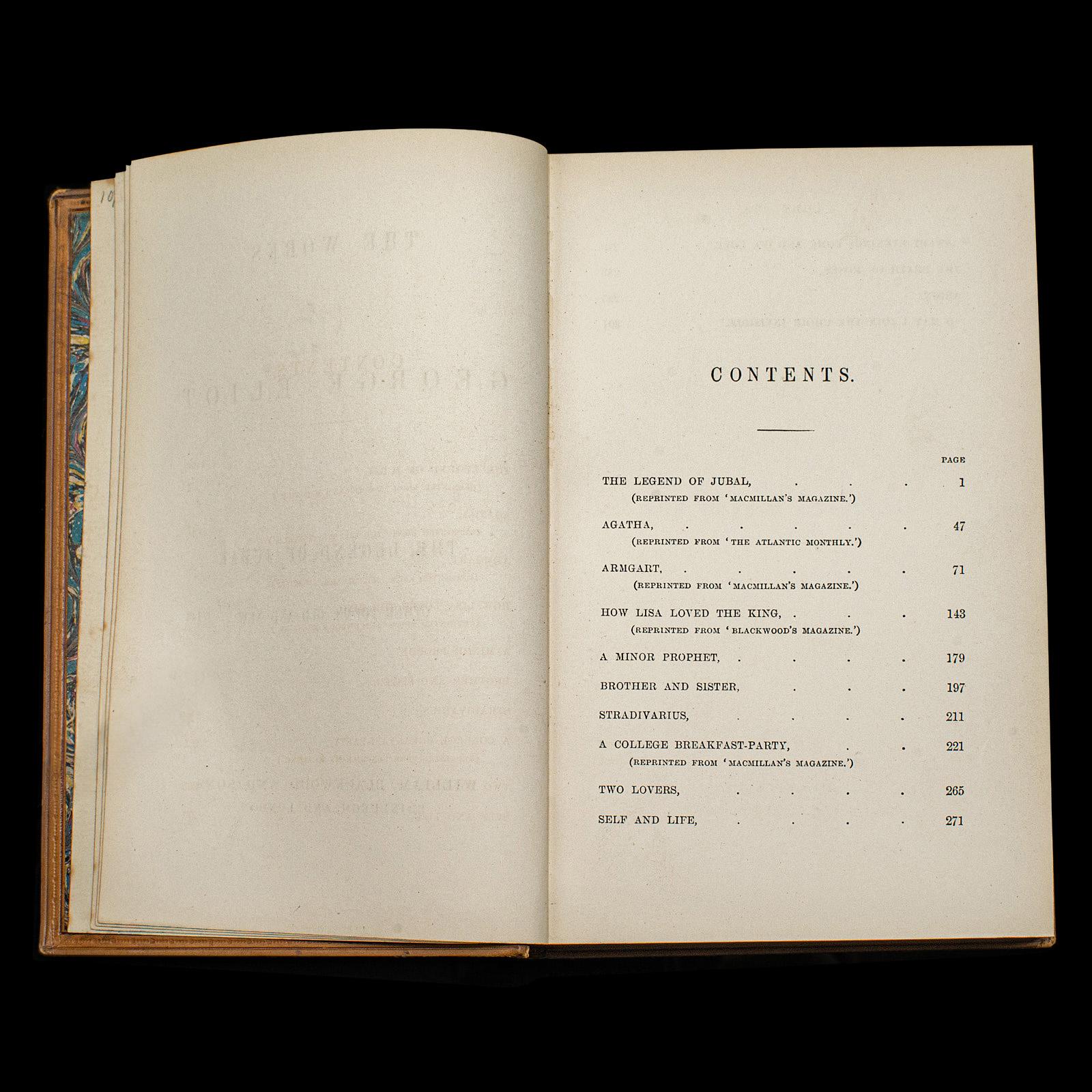 Antique Legend of Jubal, George Eliot, English, Bound, Poetry Book, Victorian In Good Condition For Sale In Hele, Devon, GB