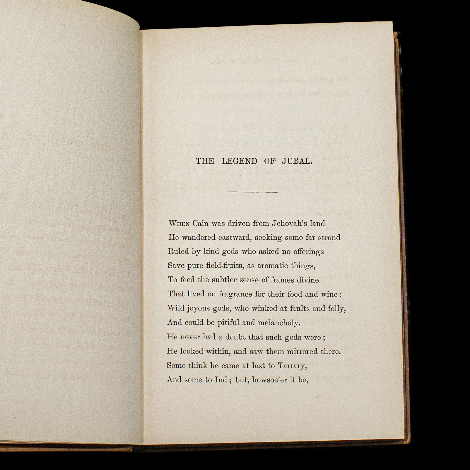 19th Century Antique Legend of Jubal, George Eliot, English, Bound, Poetry Book, Victorian For Sale