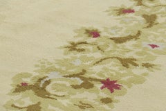 Alfombra antigua Leleu French Art Decó verde con motivos florales - Rug & Kilim