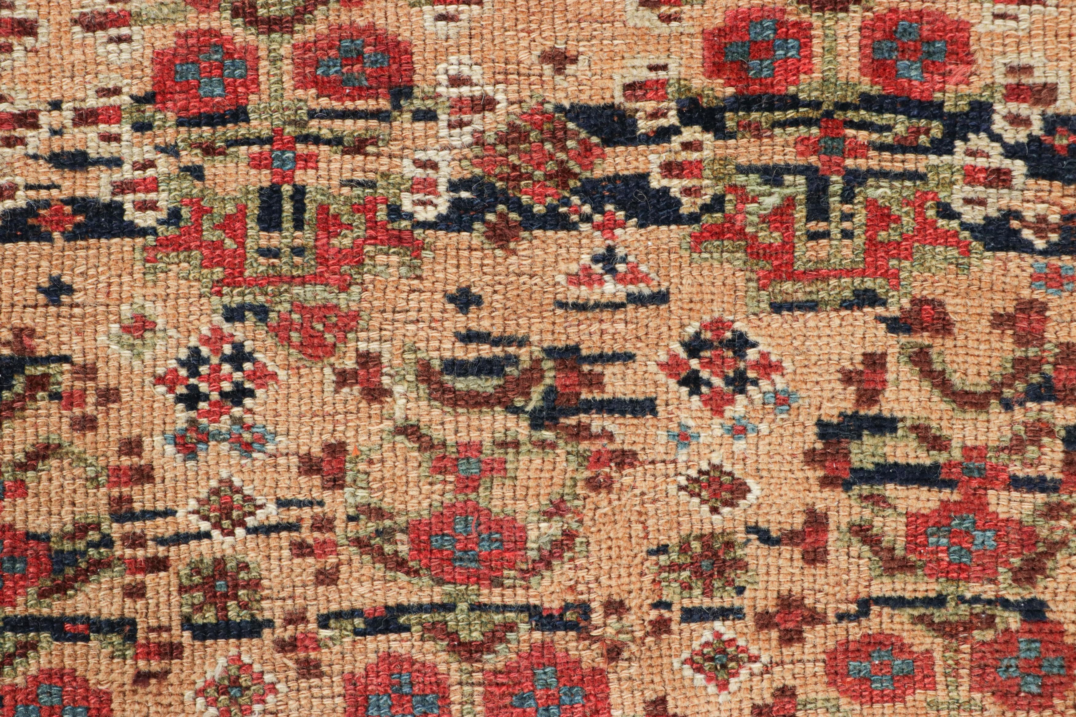 Alfombra antigua Lenkoran Kazak, medallones geométricos rojos y azules - Rug & Kilim Persa en venta