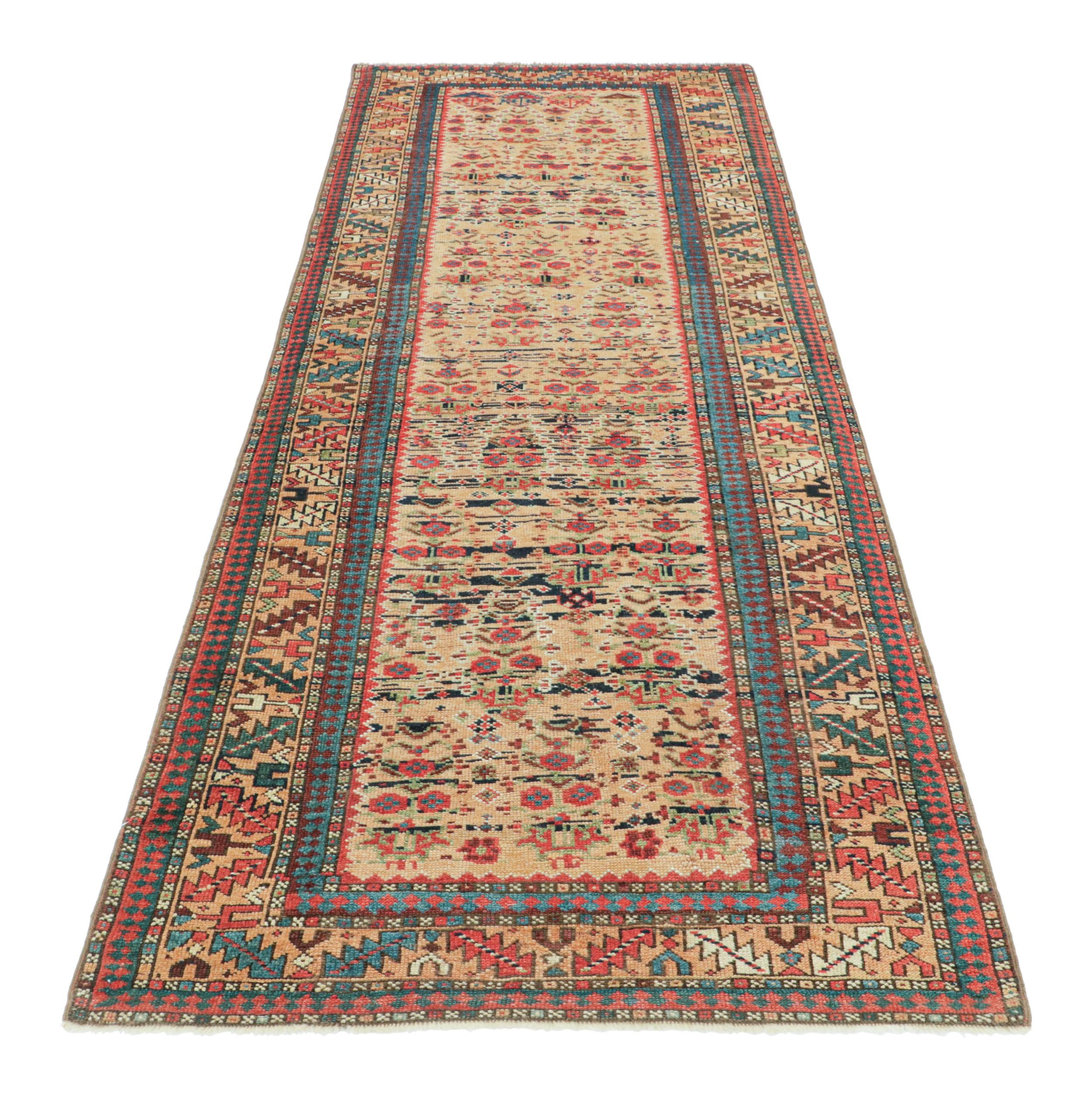 Alfombra antigua Lenkoran Kazak, medallones geométricos rojos y azules - Rug & Kilim en Bueno estado para la venta en Long Island City, NY
