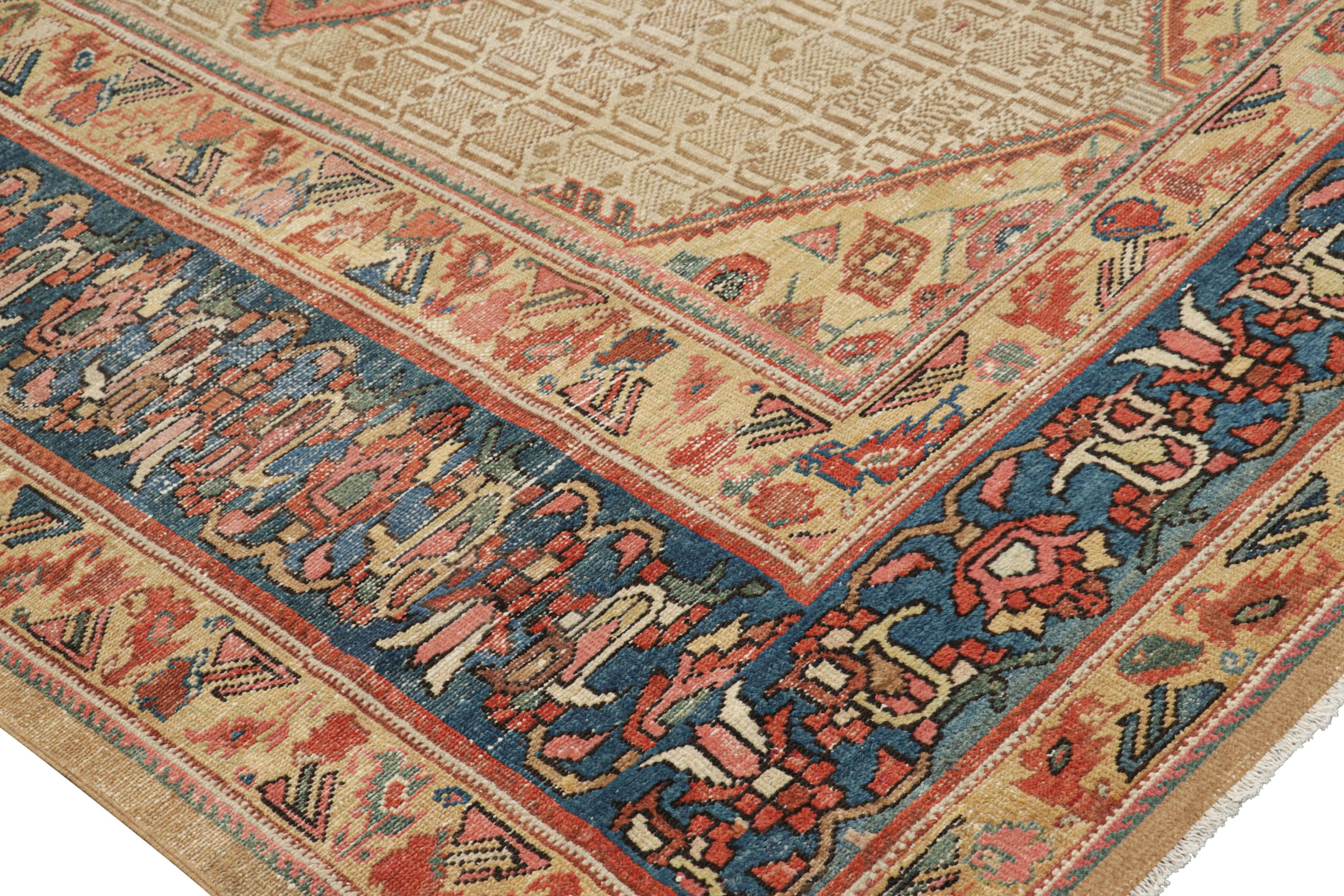 Alfombra antigua Lenkoran Kazak, medallones geométricos rojos y azules - Rug & Kilim principios del siglo XX en venta