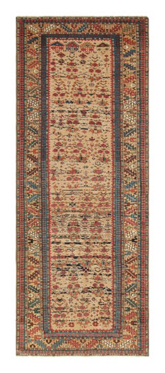 Antique Lenkoran Kazak Runner Rug, Red & Blue Geometric Medallions - Rug & Kilim