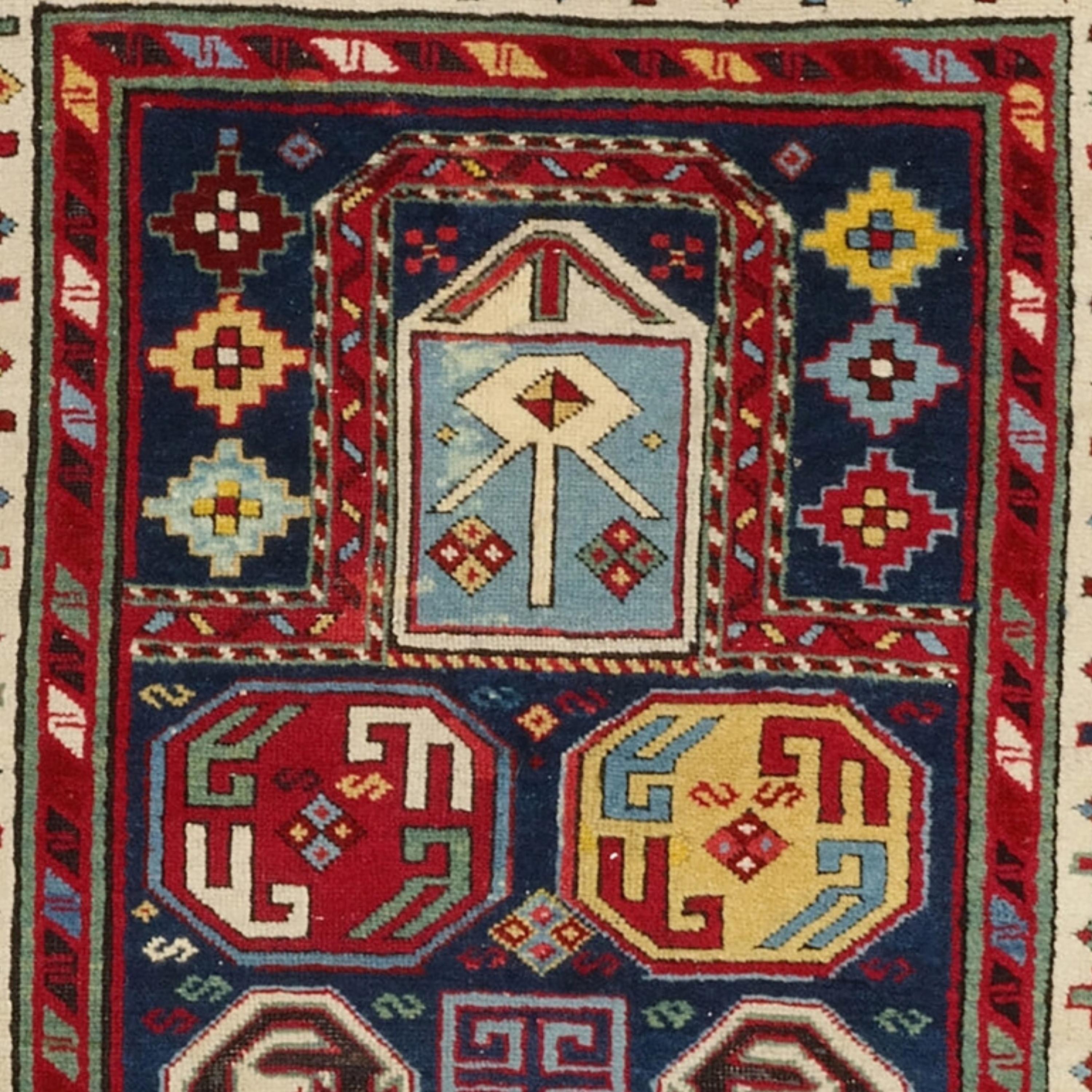 Wool Antique Lenkoran Rug - 19th Century Lenkoran Prayer Rug, Caucasian Rug For Sale