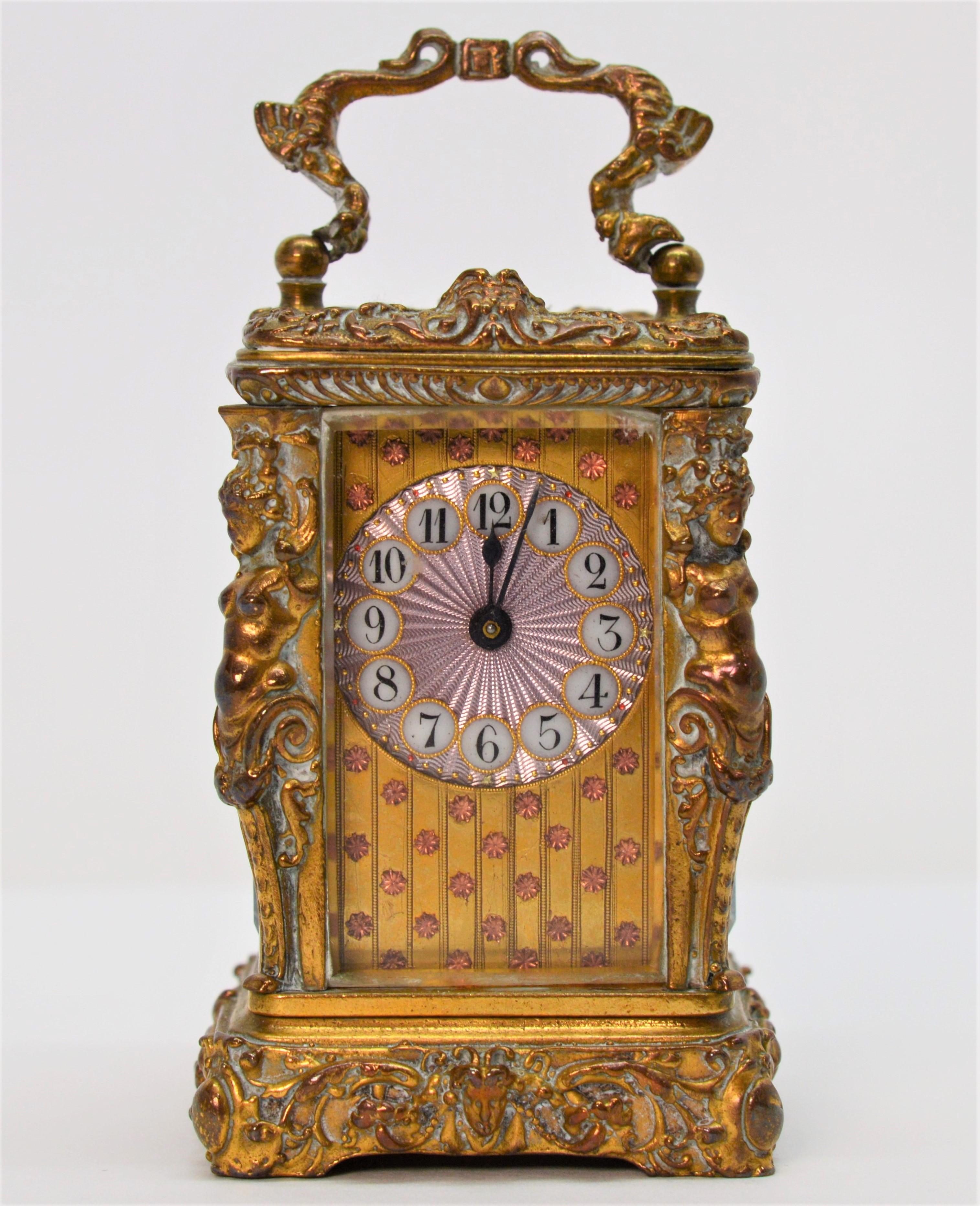Antique L'Epee Miniature Carriage Vanity Clock 6