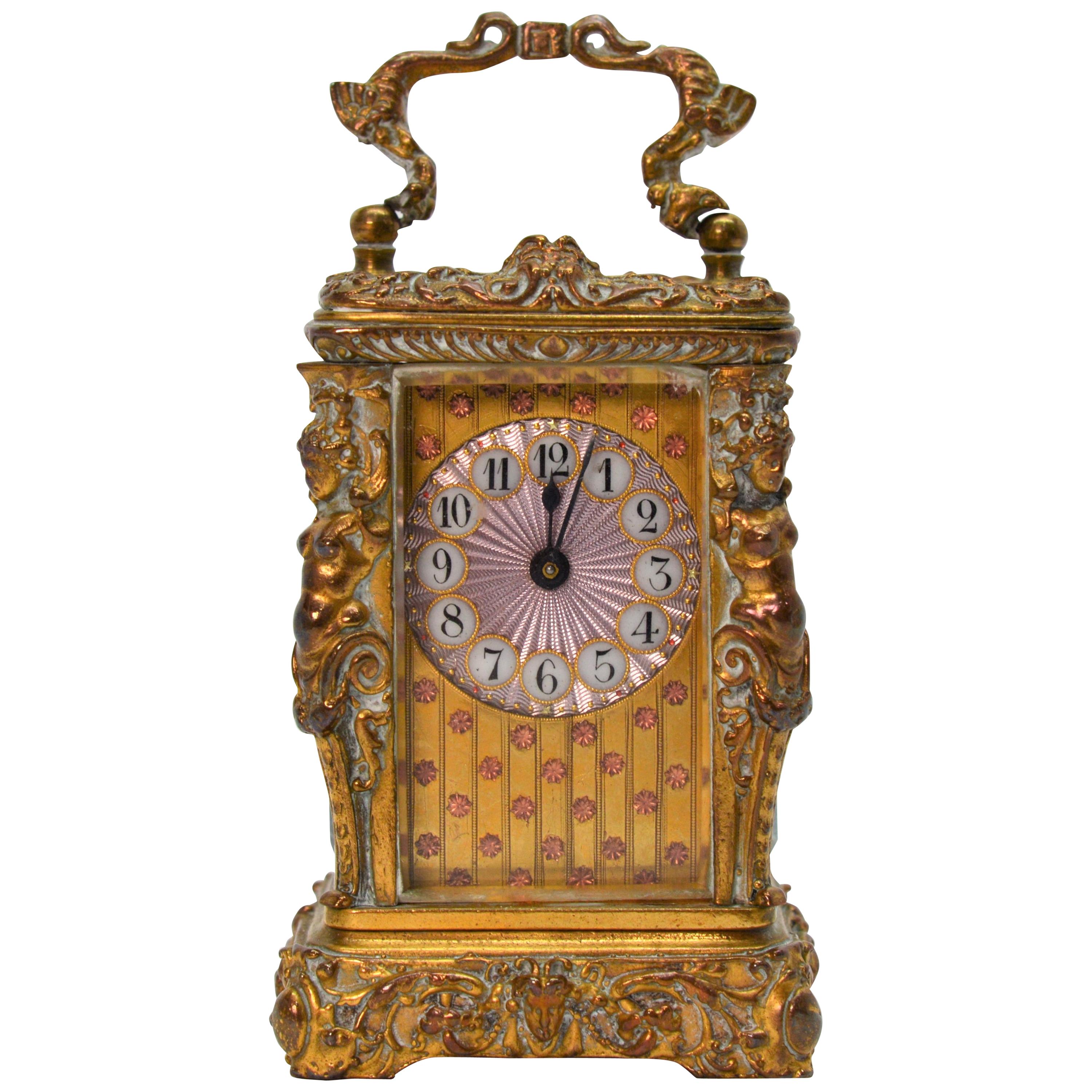 Antique L'Epee Miniature Carriage Vanity Clock