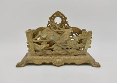 Antique Letter Holder with Victorian Hunt Scene by Bradley and Hubbard