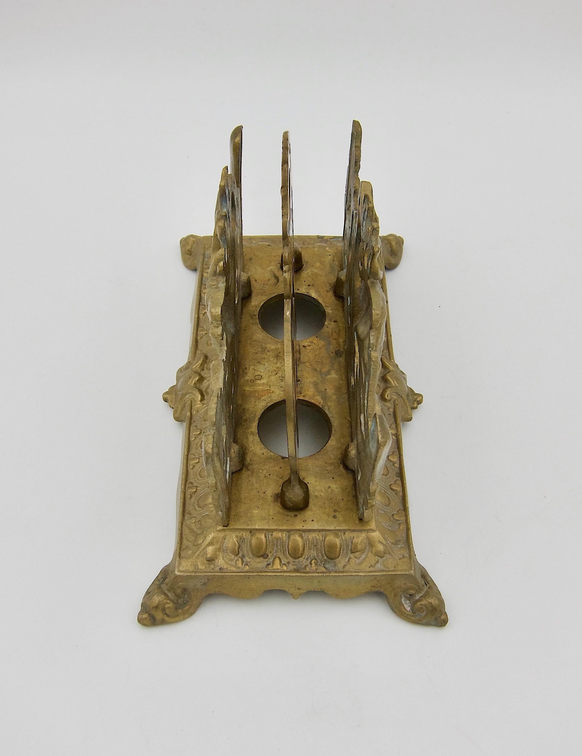 Brass Antique Letter Holder with Victorian Hunt Scene by Bradley and Hubbard