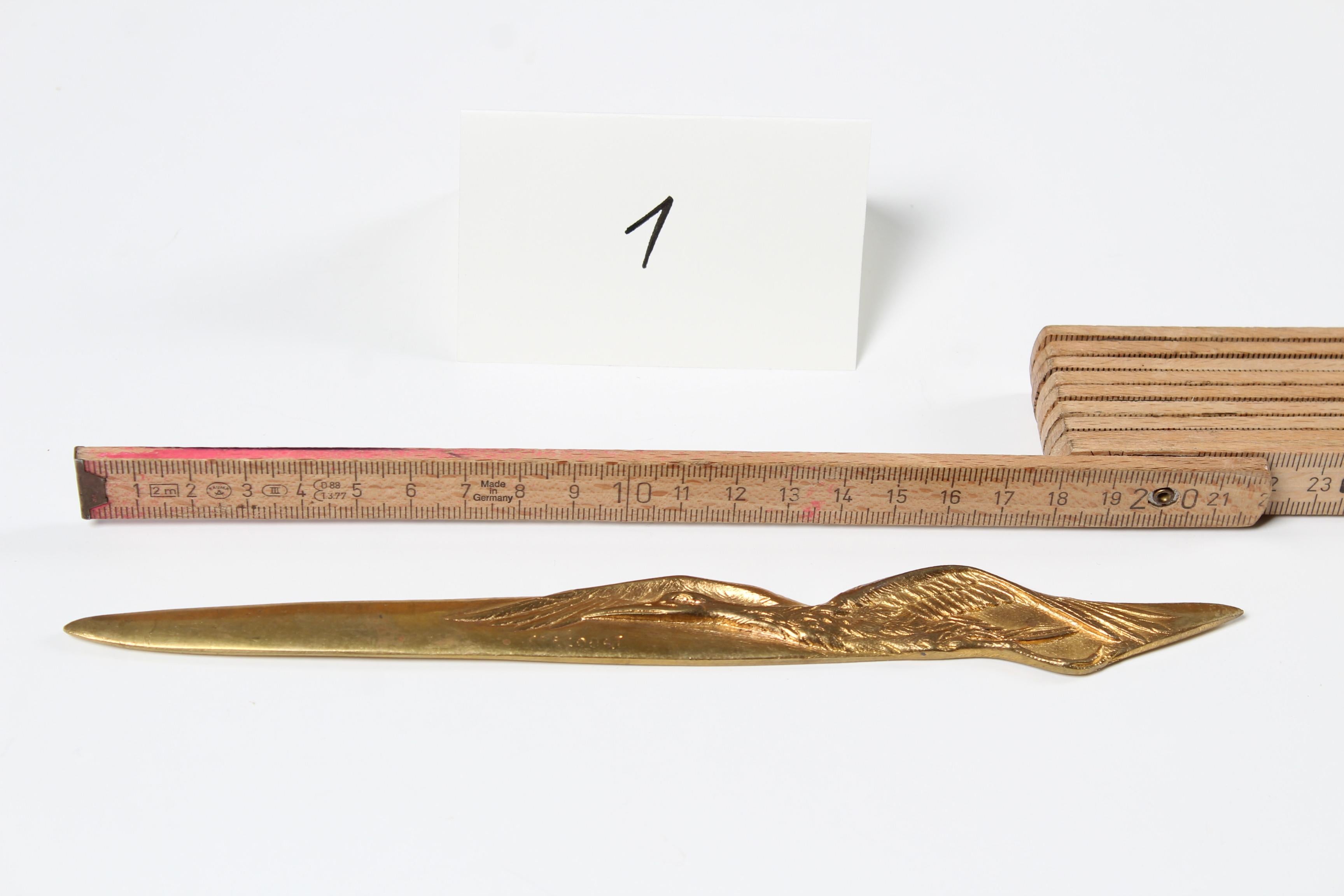 Antique Letter Opener, Bird, with Signature In Good Condition For Sale In Greven, DE