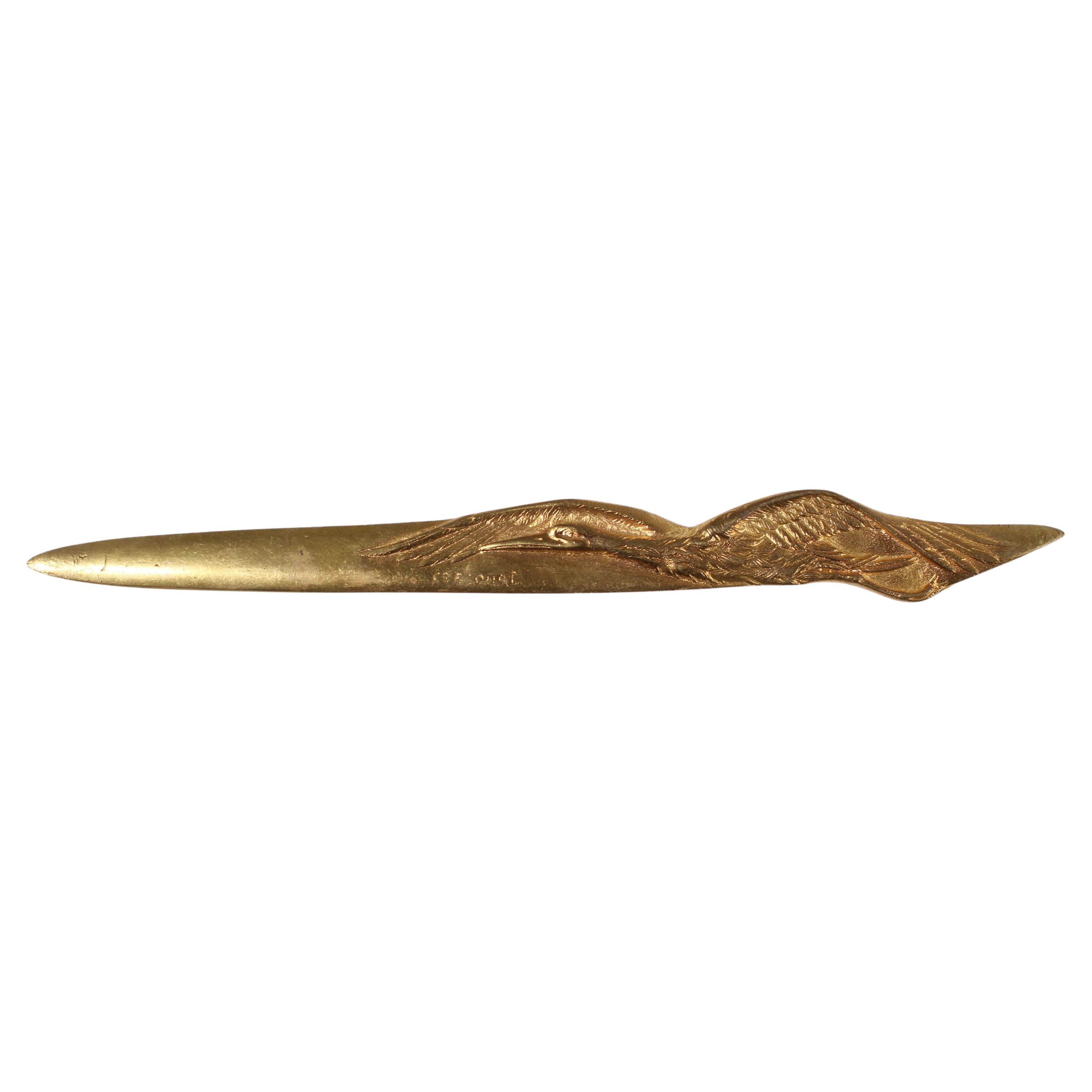 Antique Letter Opener, Bird, with Signature For Sale