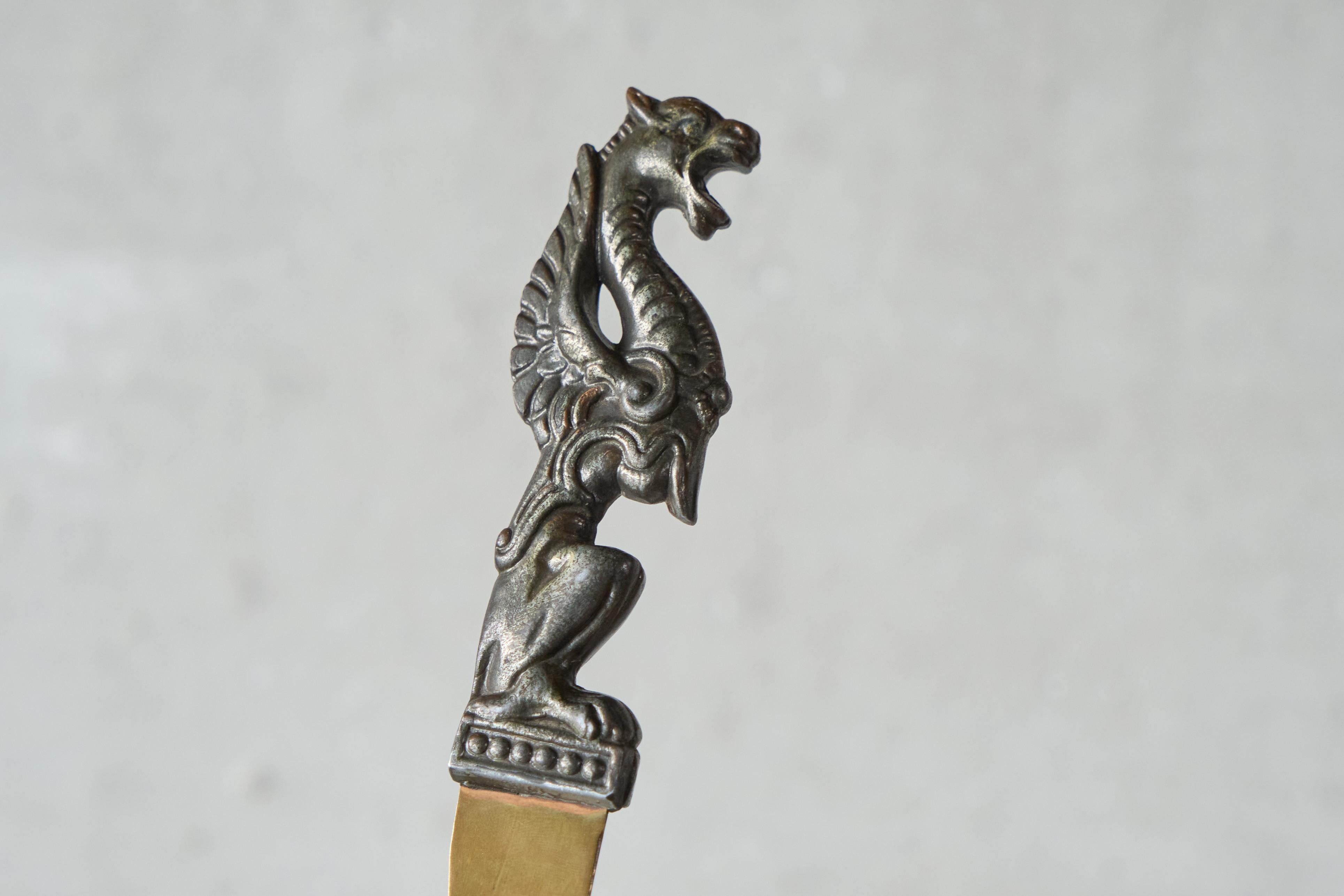 Abrecartas Antiguo con Dragón en Latón y Metal Artes y manualidades en venta