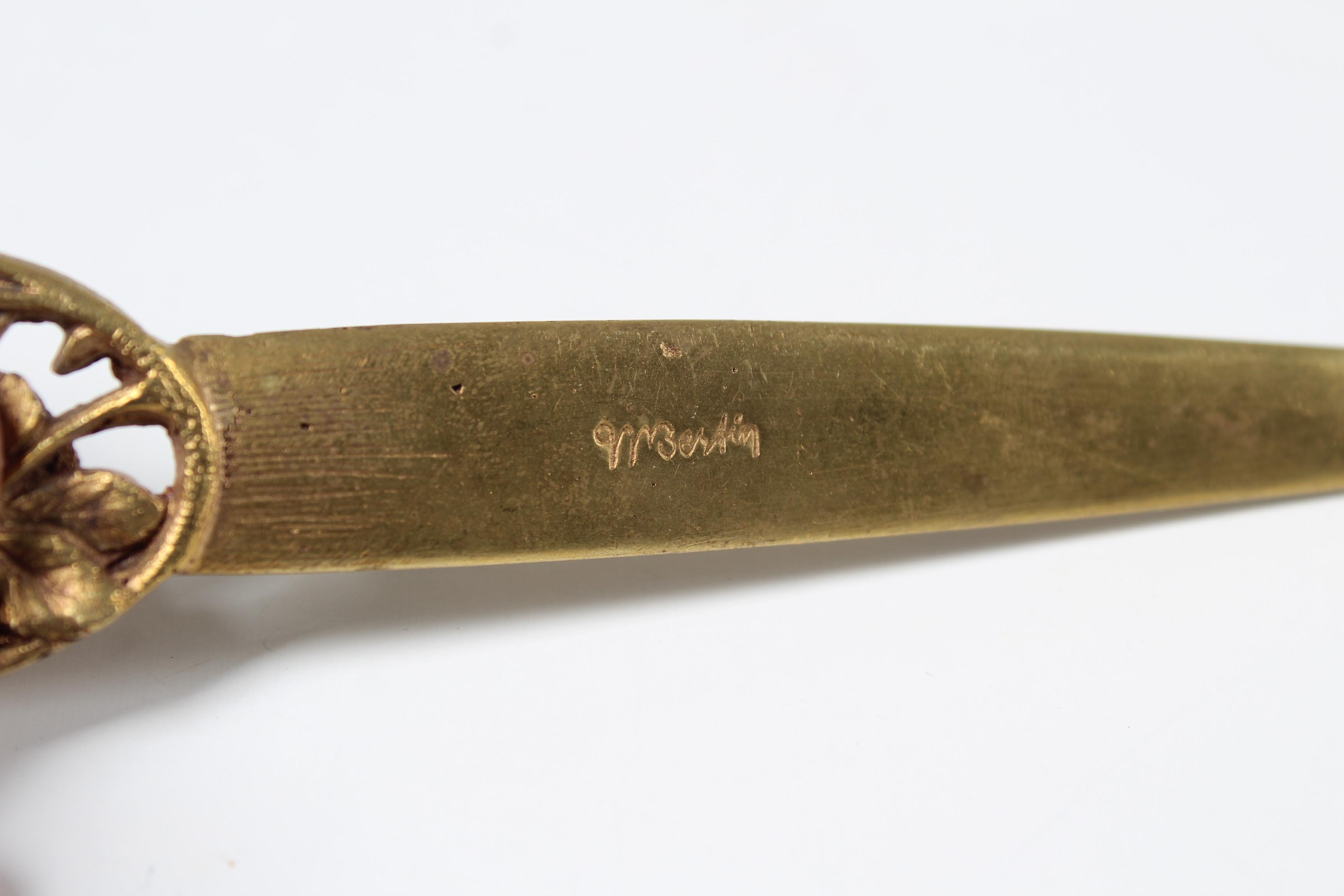 Brass Antique Letter Opener with Signature For Sale