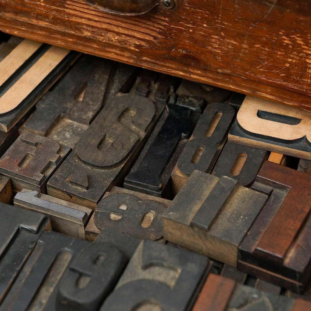 Antique Letterpress Cabinet, a Rare Treasure of Printing History, circa 1950 For Sale 1