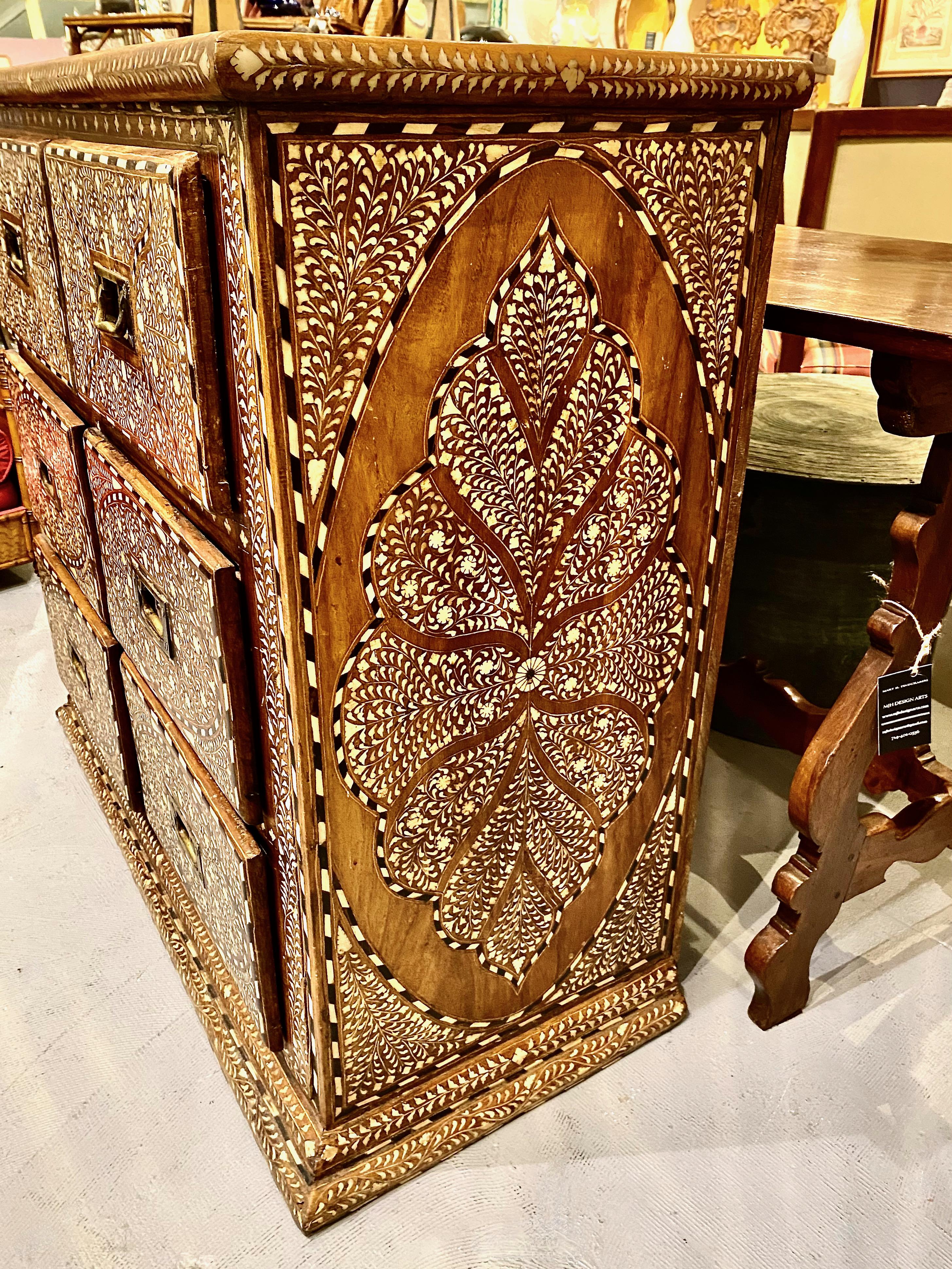 Moroccan Antique Levantine Inlaid Chest of Drawers For Sale