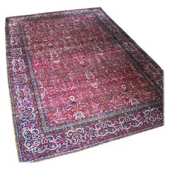 Antique Levar Kirman Arabesques Persian Oriental Rug, circa 1920