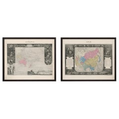 Antique Levasseur Maps Asia & Oceania, Decorative Atlas Pair c.1845