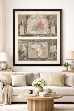 Antique Levasseur Maps Europe & Africa, Decorative Atlas Pair c.1845