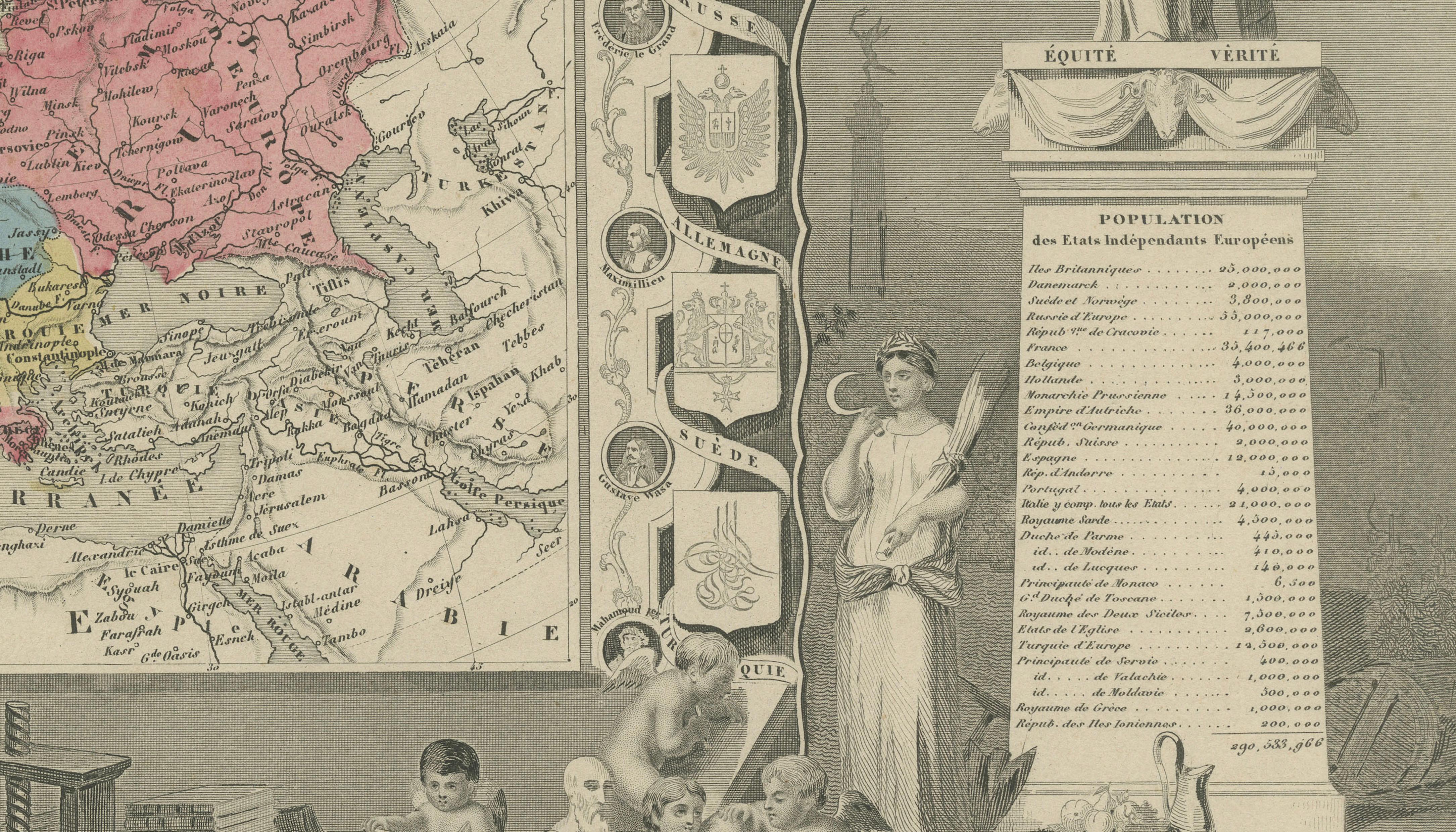 Antique Levasseur Maps Europe & Africa, Decorative Atlas Pair c.1845