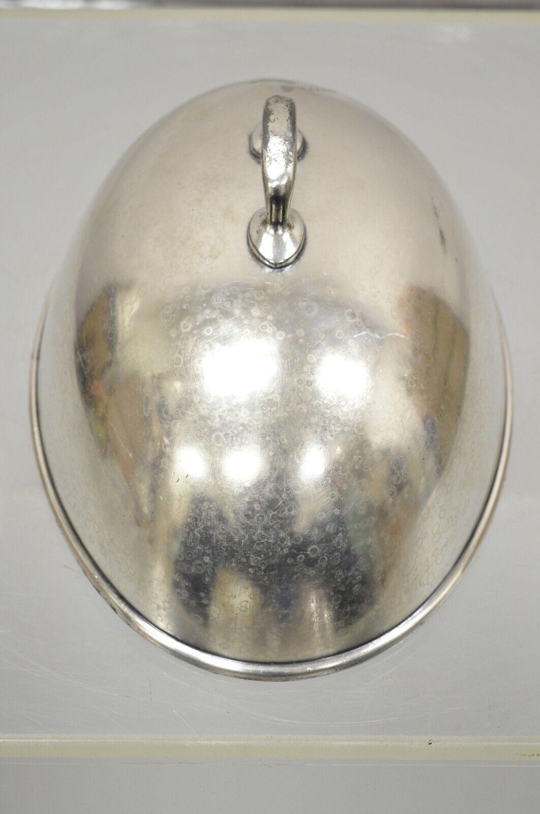 Antique Lexington Silver Plated Edwardian Oval Small Serving Platter Lid Dome For Sale 6